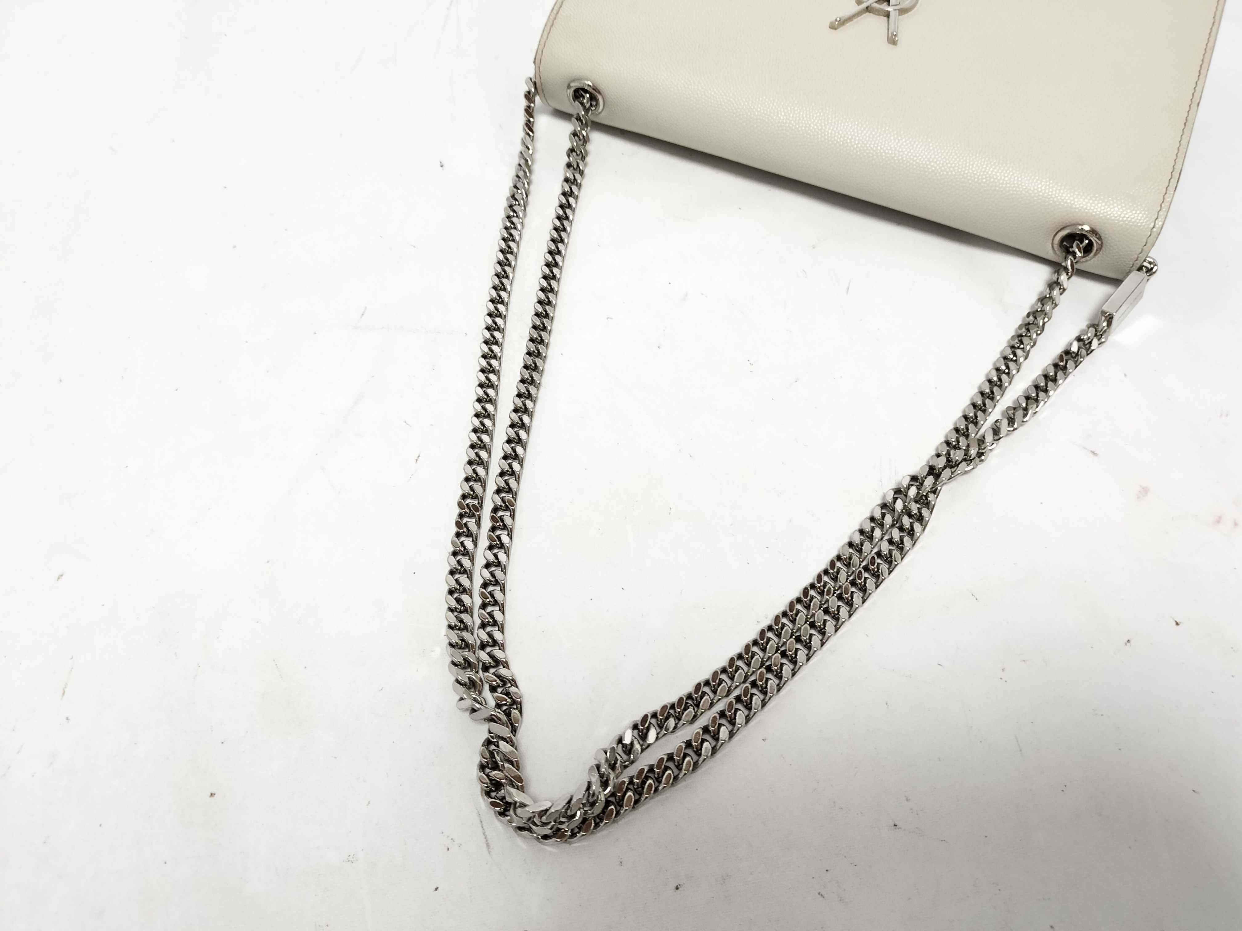 Classic Kate Leather Chain Shoulder Bag, White Shoulder Bag — view 3