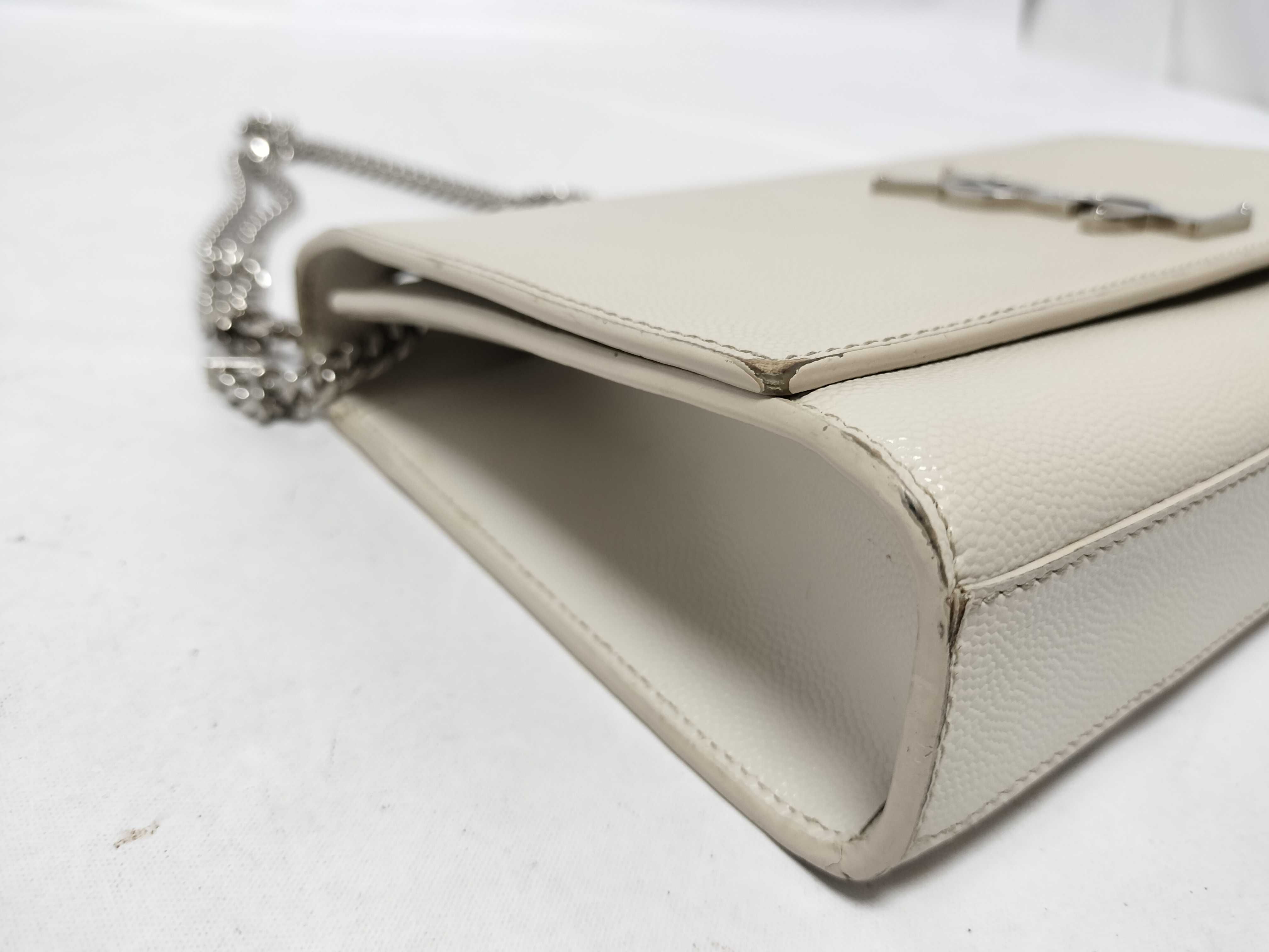 Classic Kate Leather Chain Shoulder Bag, White Shoulder Bag — view 8