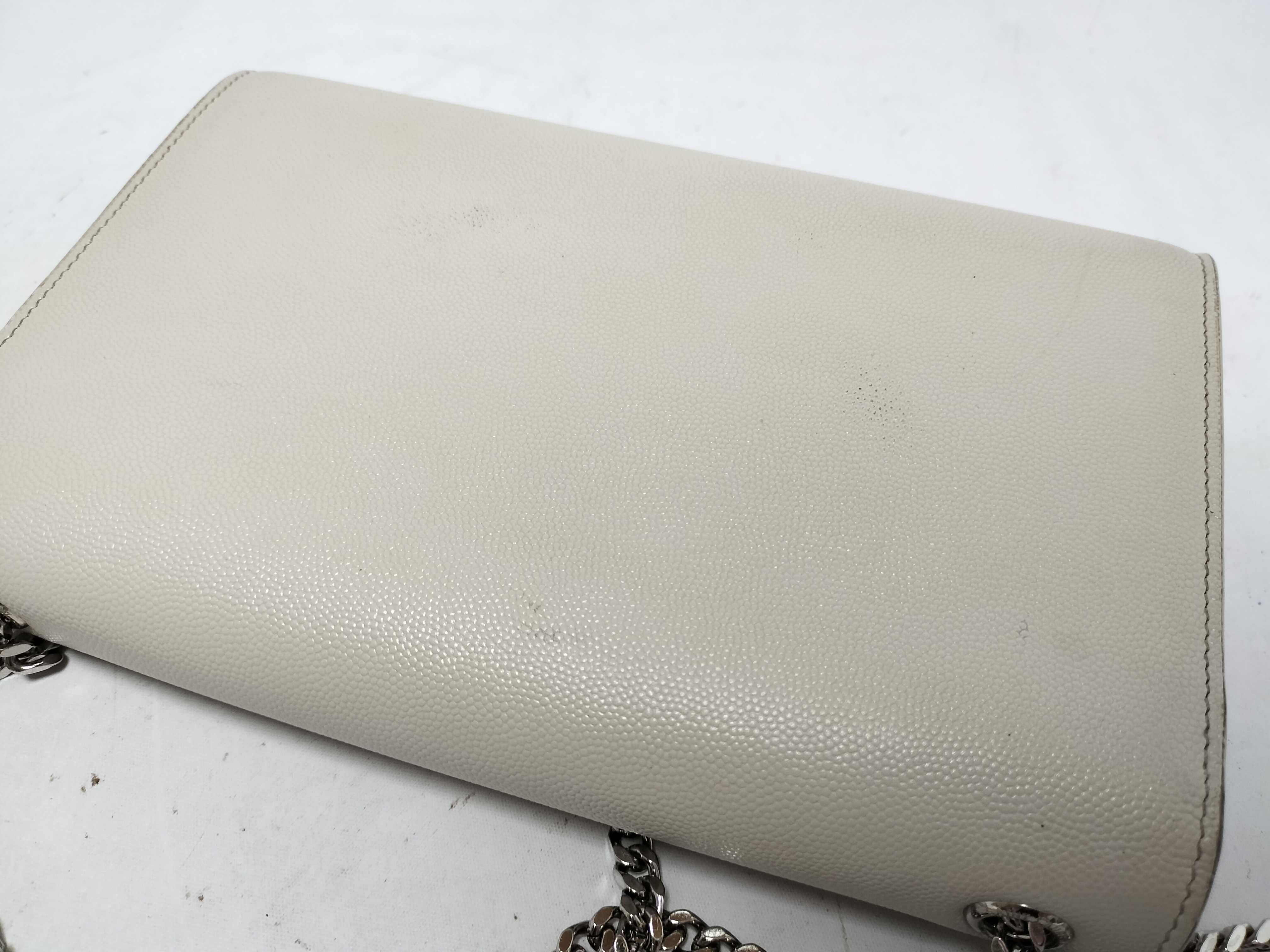 Classic Kate Leather Chain Shoulder Bag, White Shoulder Bag — view 9