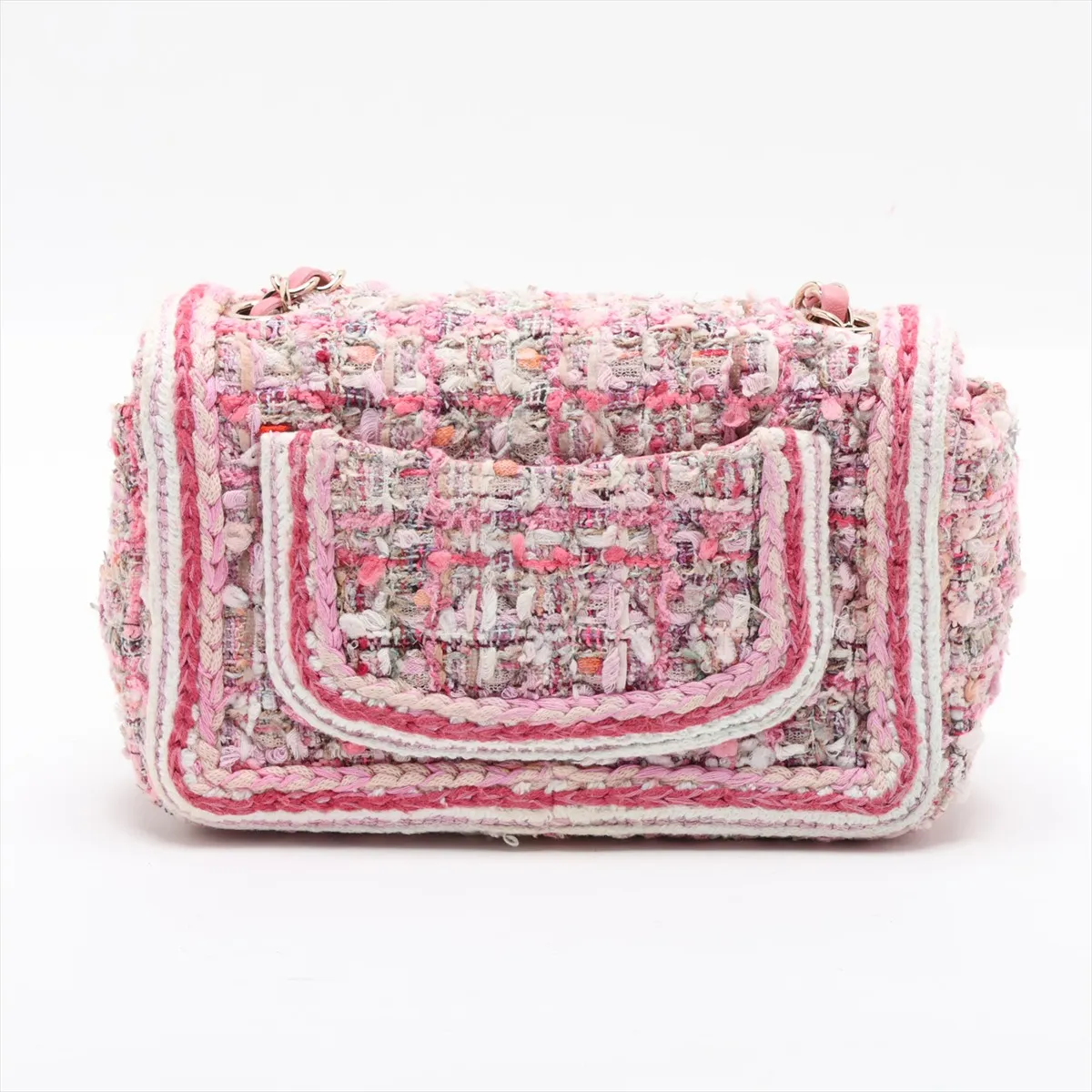 [Individually packaged] Chanel Coco Mark Tweed Single Flap Single Chain Bag, Pink with Gold Hardware, 27806412, Serial Number 27 — view 2