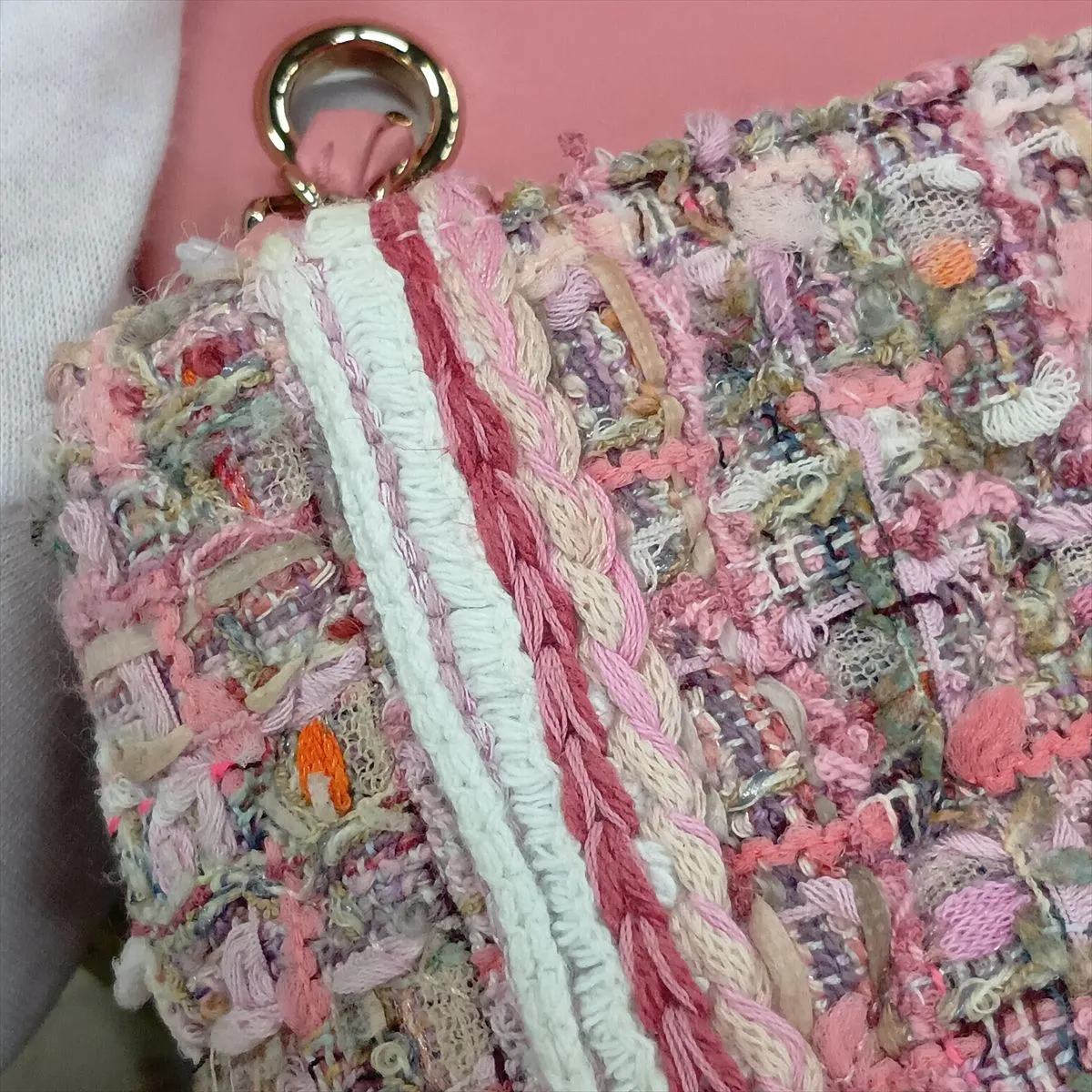 [Individually packaged] Chanel Coco Mark Tweed Single Flap Single Chain Bag, Pink with Gold Hardware, 27806412, Serial Number 27 — view 15