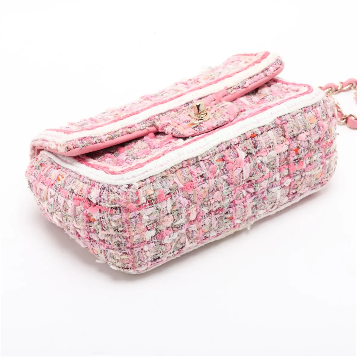[Individually packaged] Chanel Coco Mark Tweed Single Flap Single Chain Bag, Pink with Gold Hardware, 27806412, Serial Number 27 — view 4
