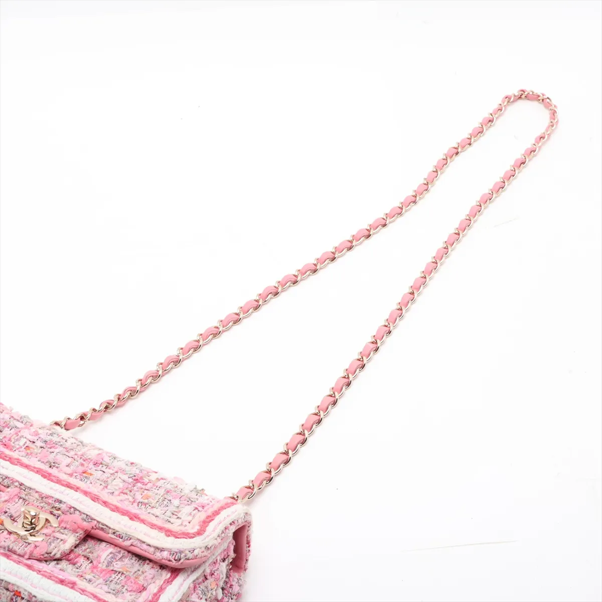 [Individually packaged] Chanel Coco Mark Tweed Single Flap Single Chain Bag, Pink with Gold Hardware, 27806412, Serial Number 27 — view 5