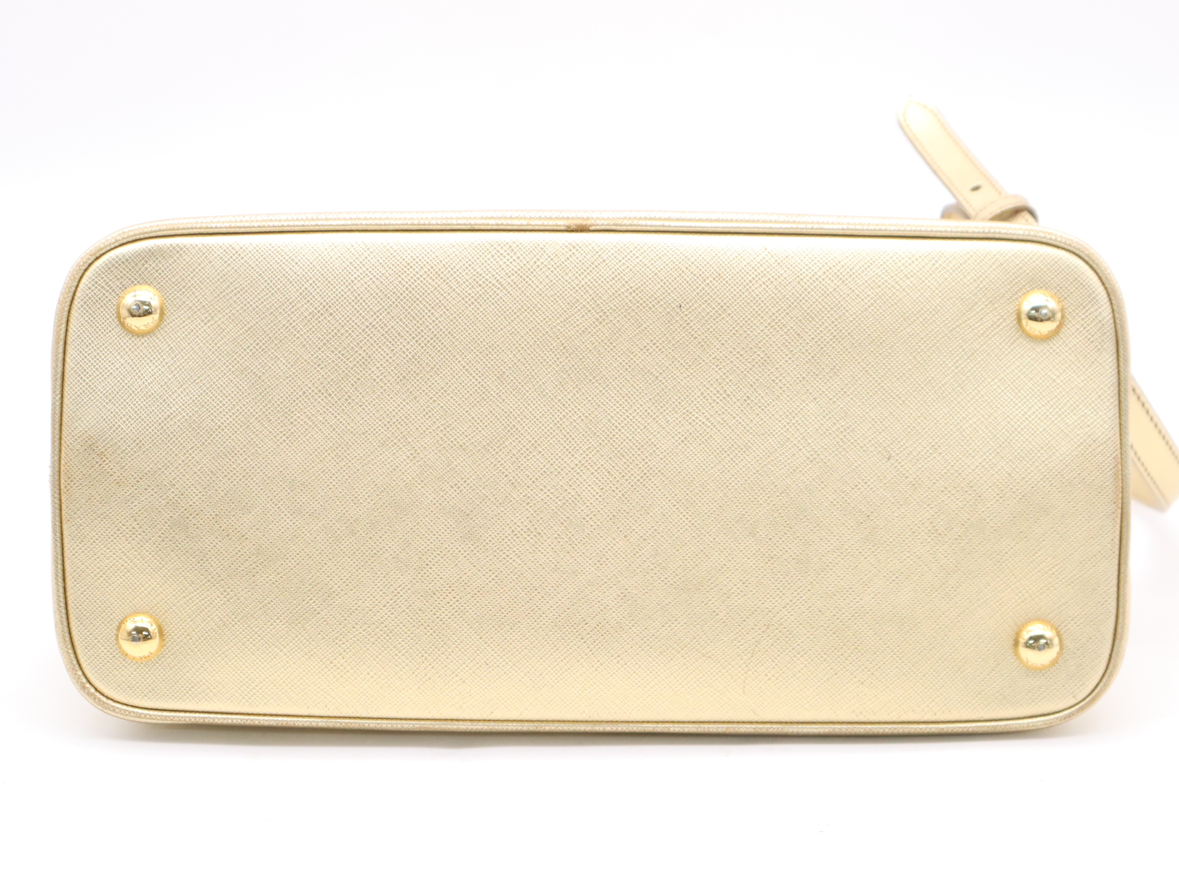 Leather Triangle Logo 2-Way Handbag with Gold Shoulder Strap, Name Tag, and Card Holder — view 4
