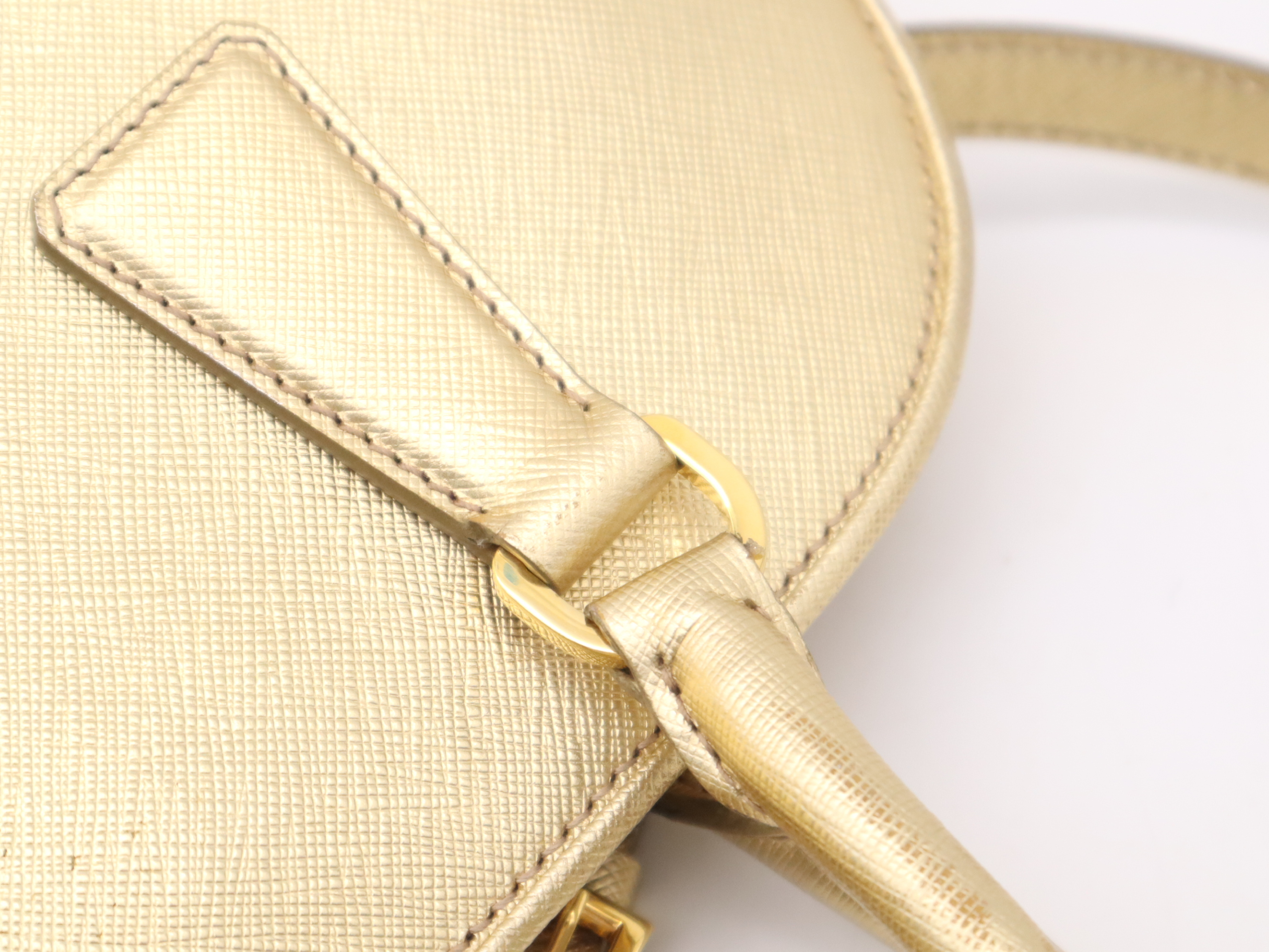 Leather Triangle Logo 2-Way Handbag with Gold Shoulder Strap, Name Tag, and Card Holder — view 8