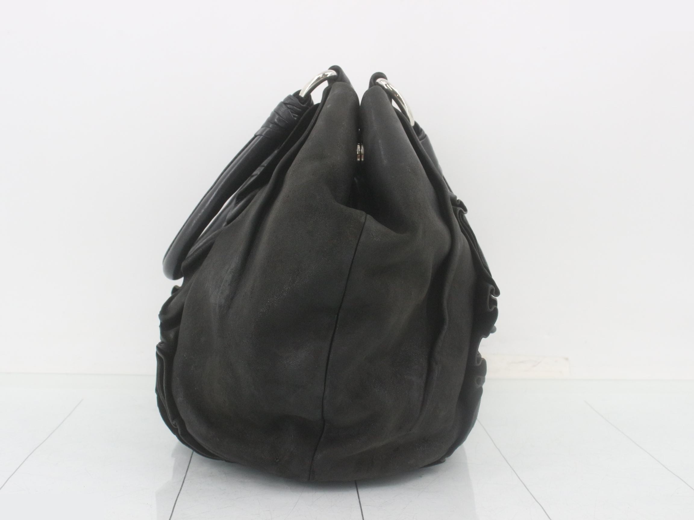 Frilled shoulder bag, leather — view 3