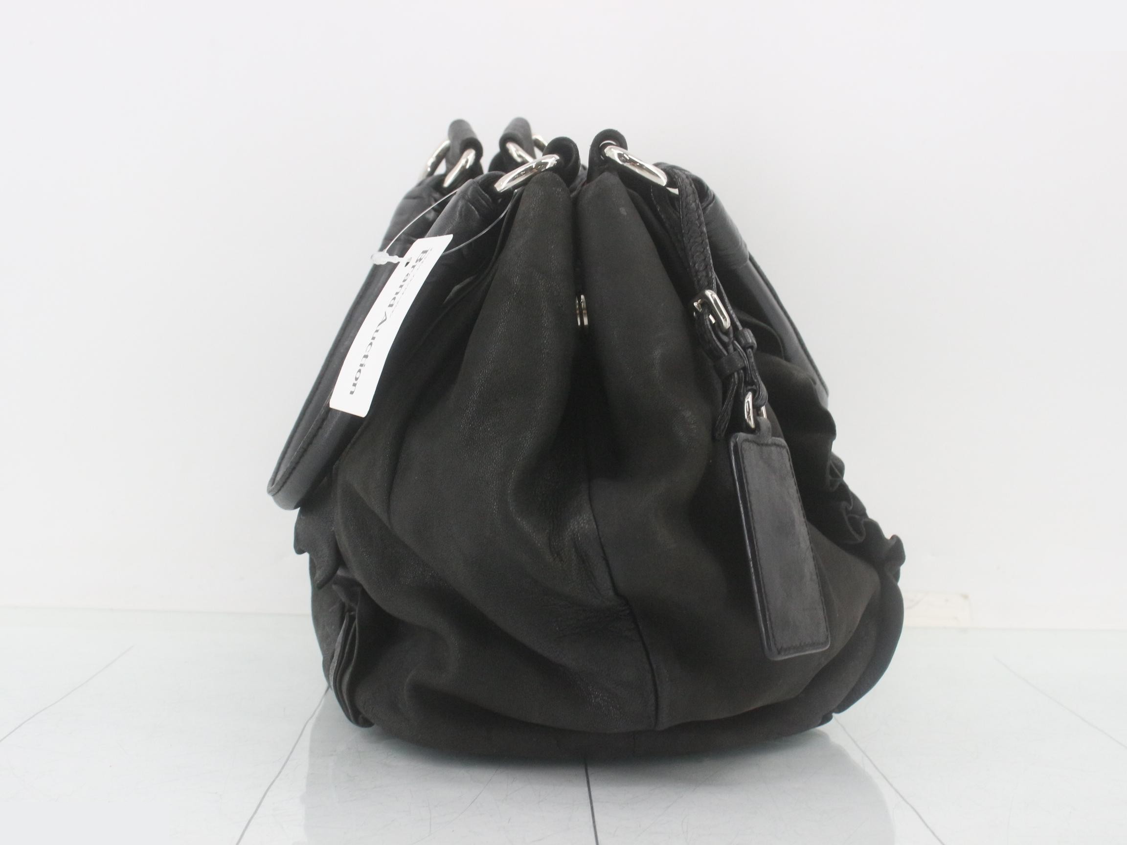Frilled shoulder bag, leather — view 4