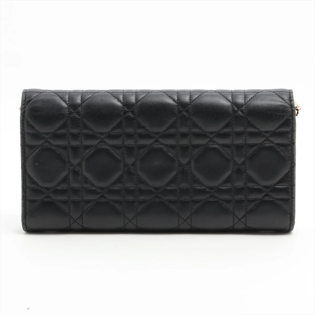 Lady Dior Cannage Leather Chain Wallet Black — view 2