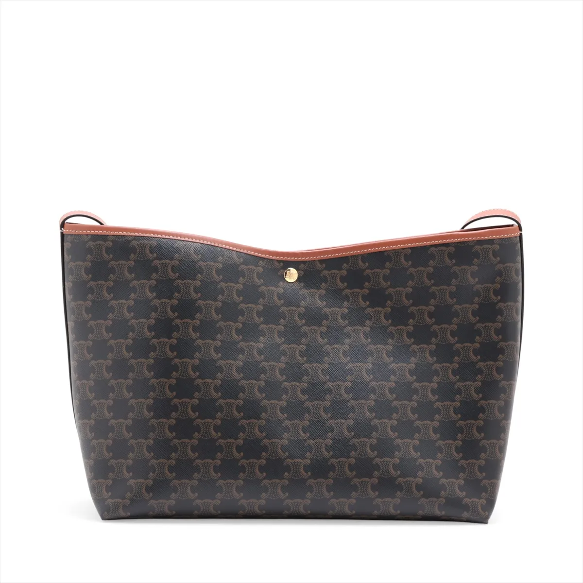 Triomphe Soft Shopper Bag, PVC x Leather Shoulder Bag, Brown — view 2