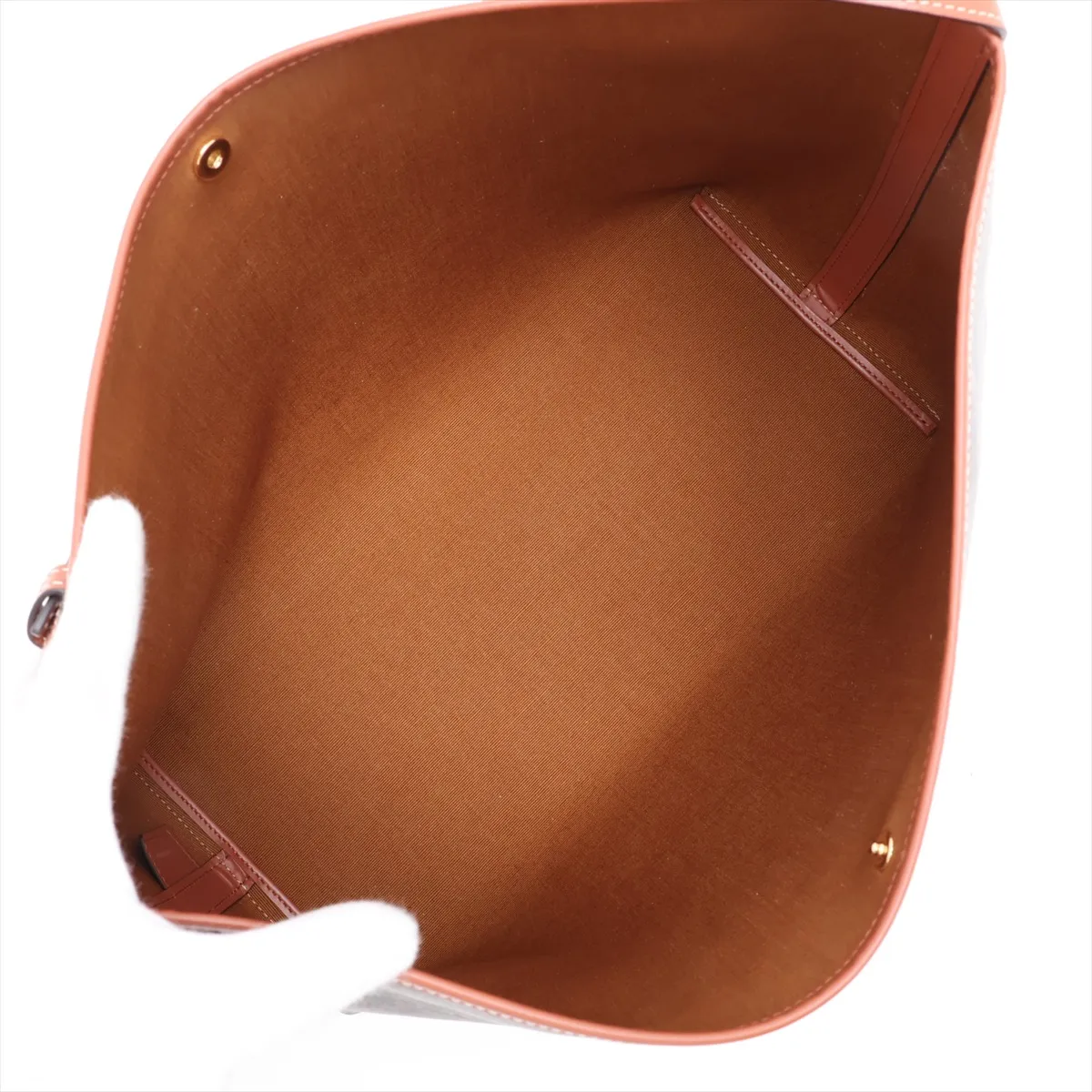 Triomphe Soft Shopper Bag, PVC x Leather Shoulder Bag, Brown — view 6
