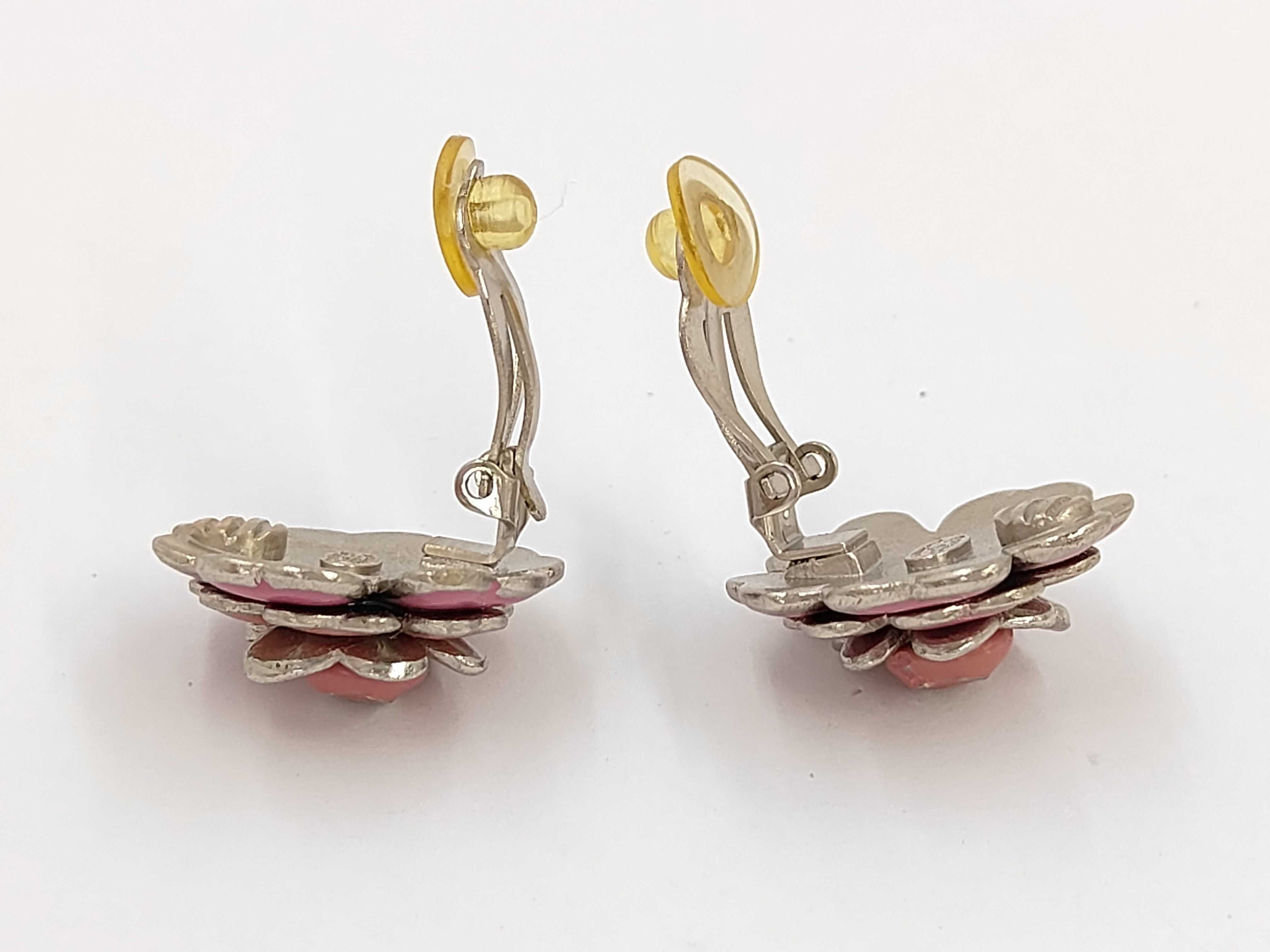 Camellia Coco Pink x Silver Yellow Gold Earrings — view 4