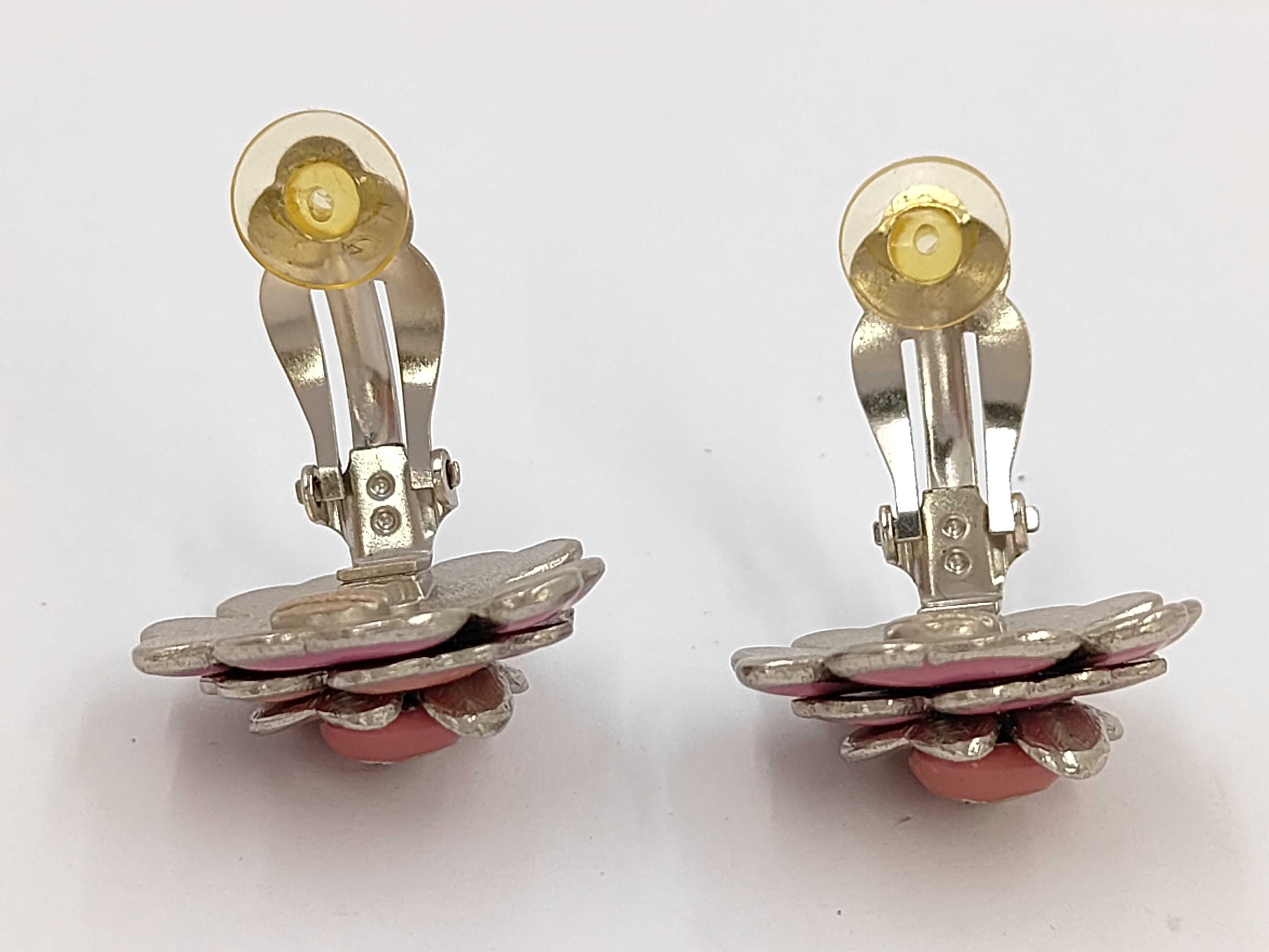 Camellia Coco Pink x Silver Yellow Gold Earrings — view 5