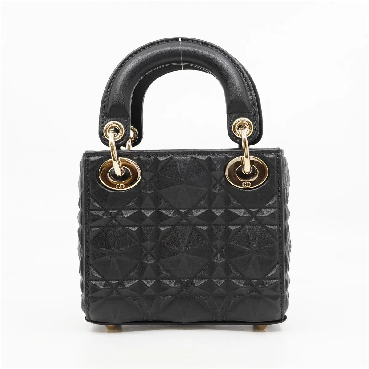 Lady Dior Cannage Micro Calfskin 2-Way Handbag, Black, 10-MA-1202, Gold Hardware — view 2