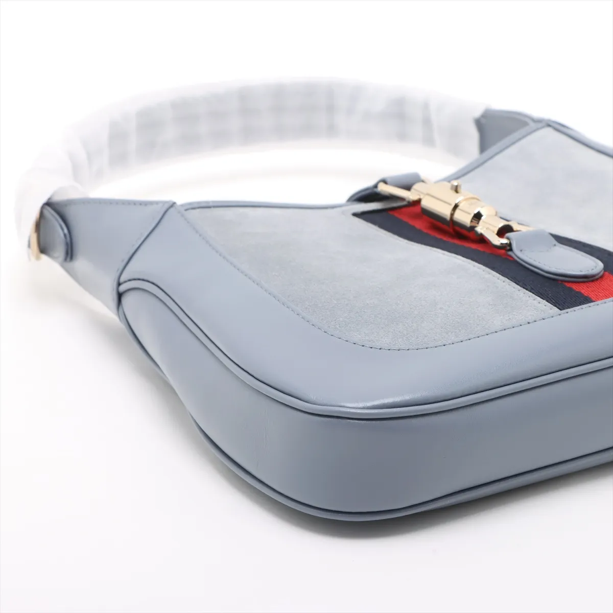 Jackie 1961 Suede x Leather Shoulder Bag Blue 820415 — view 4
