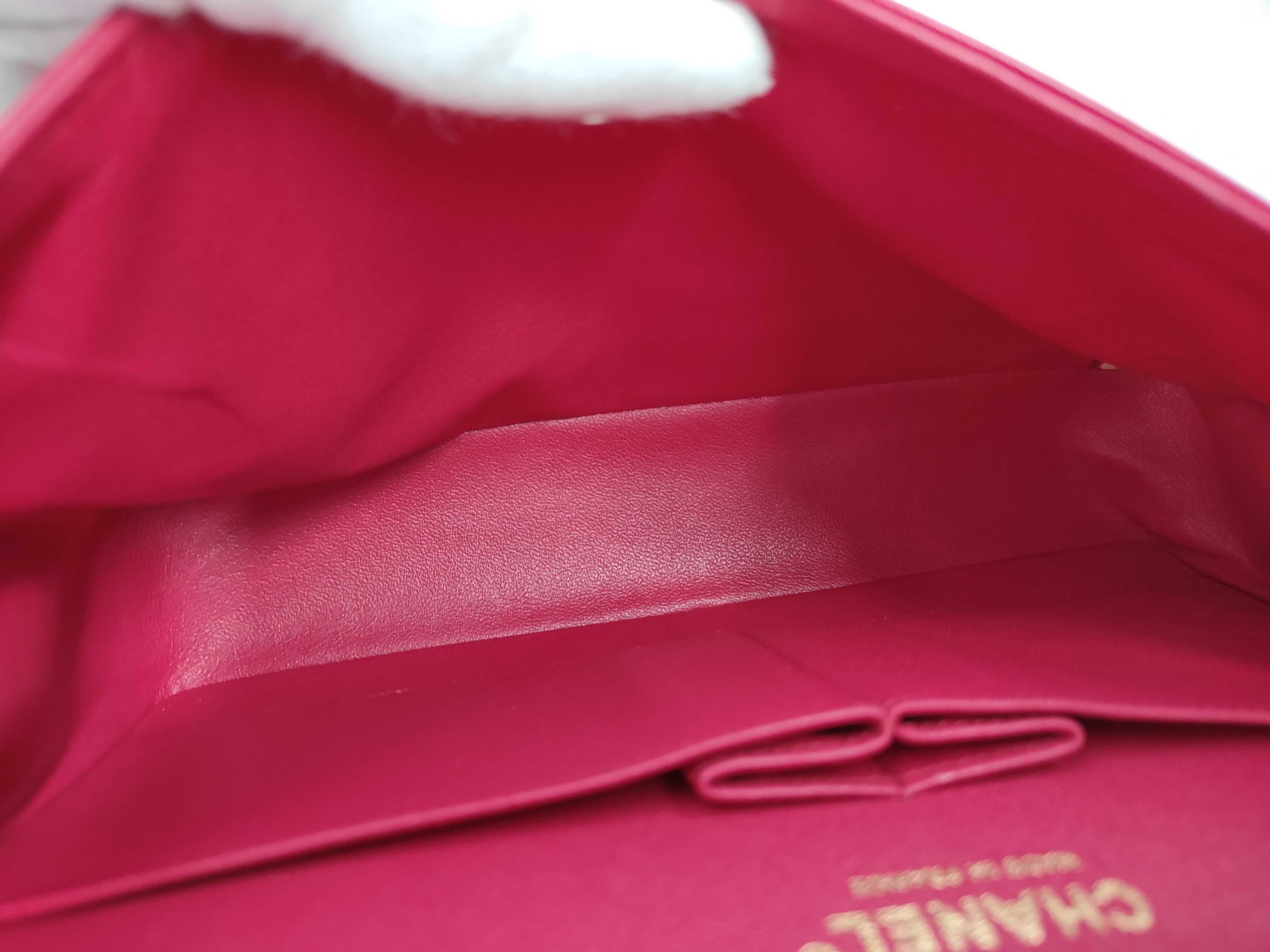 Matelassé Double Flap Chain Shoulder Bag, Lambskin, Red, Gold Hardware. — view 9