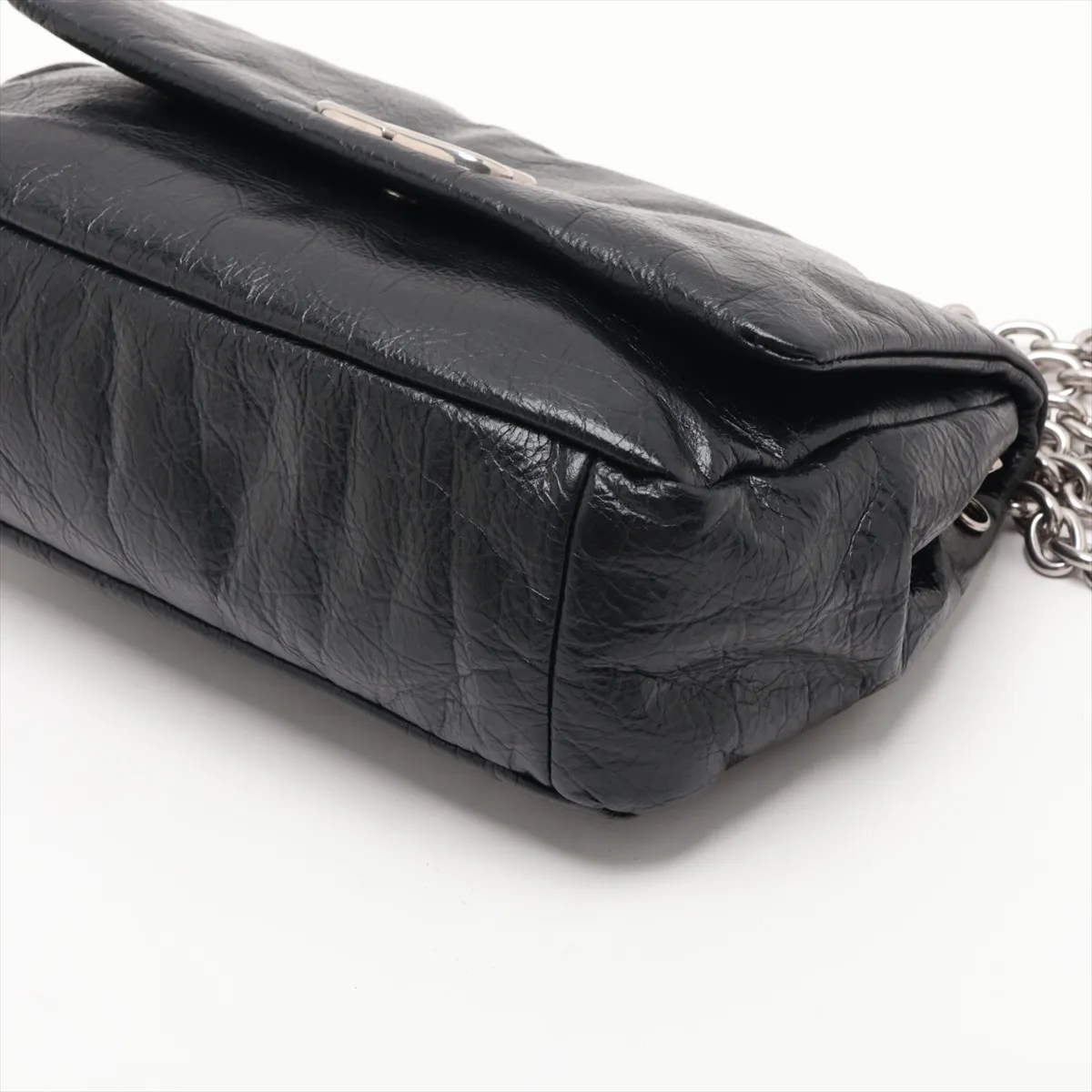 Monaco 792977 Leather Chain Shoulder Bag, Black — view 3