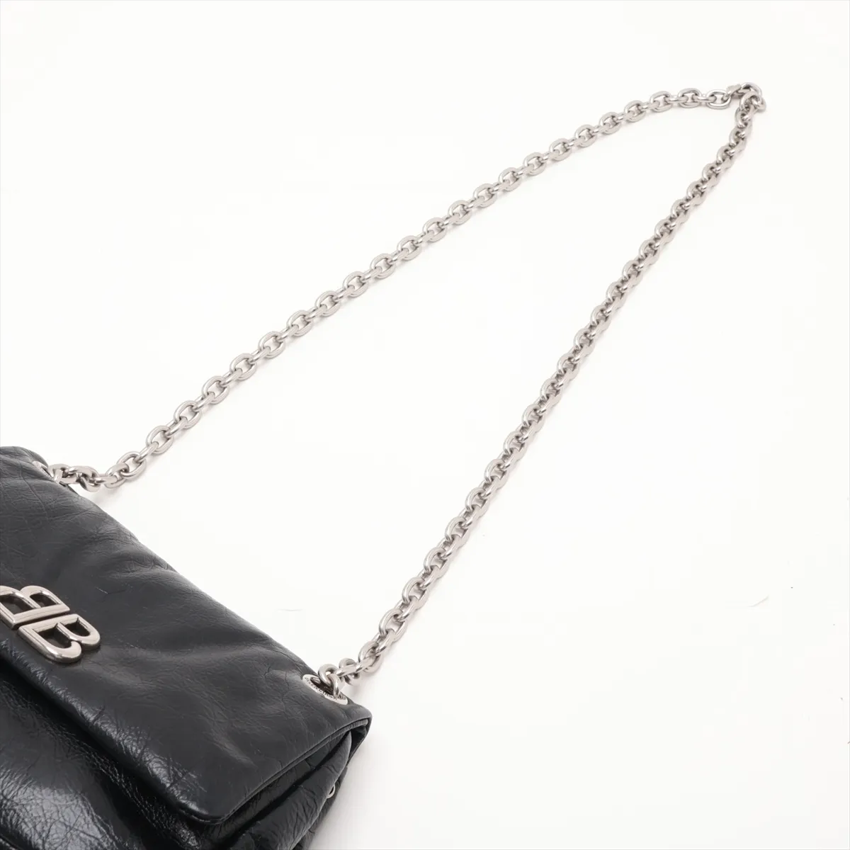 Monaco 792977 Leather Chain Shoulder Bag, Black — view 5
