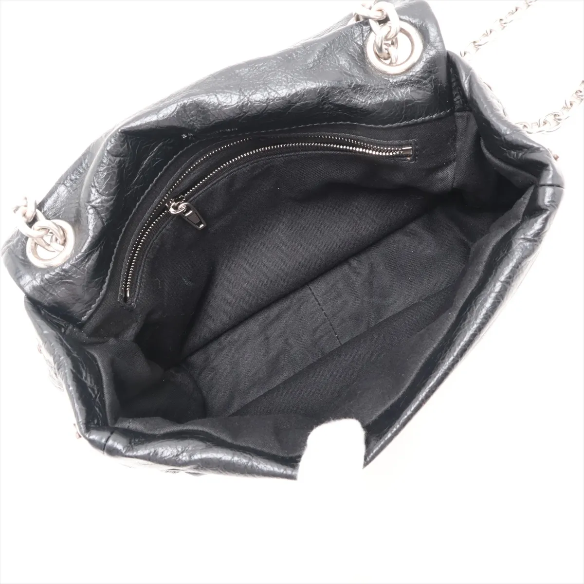 Monaco 792977 Leather Chain Shoulder Bag, Black — view 6