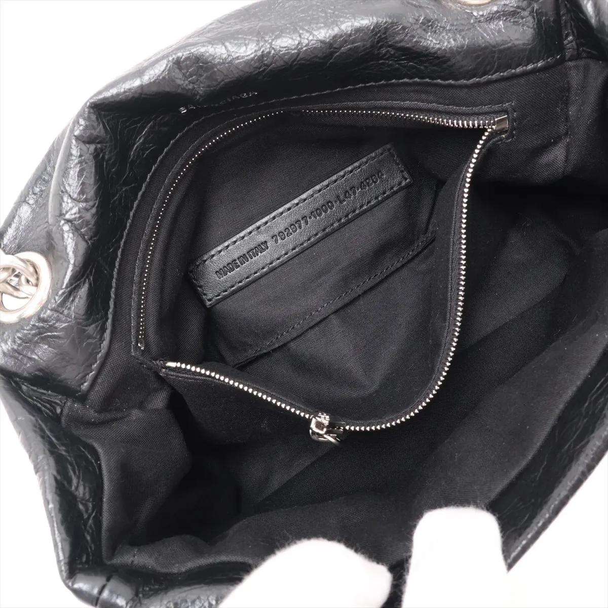 Monaco 792977 Leather Chain Shoulder Bag, Black — view 7