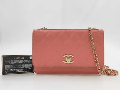 Chain Wallet Lambskin Pink Gold Shoulder Bag