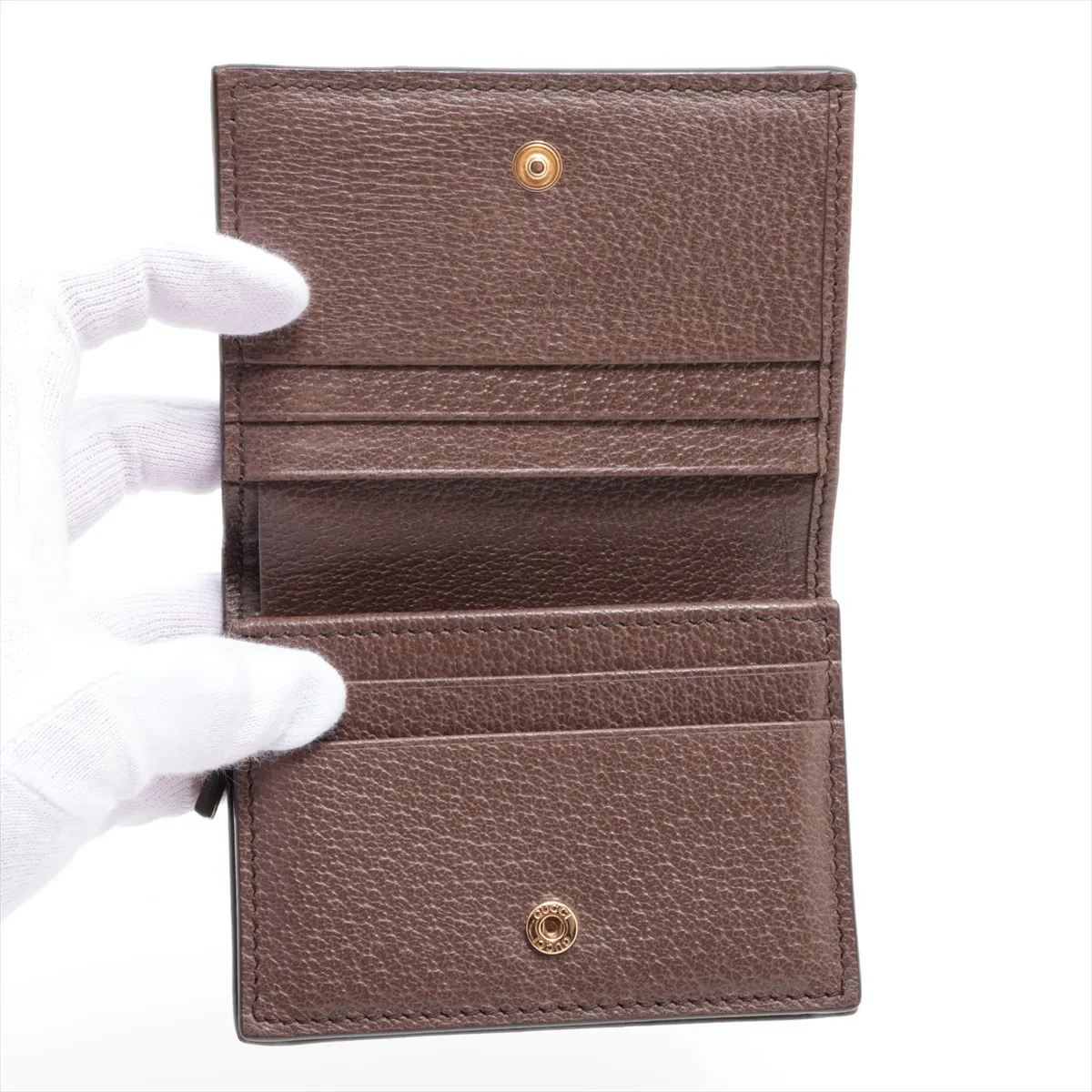 GG Supreme Ophidia 523155 PVC x Leather Compact Wallet Brown — view 3