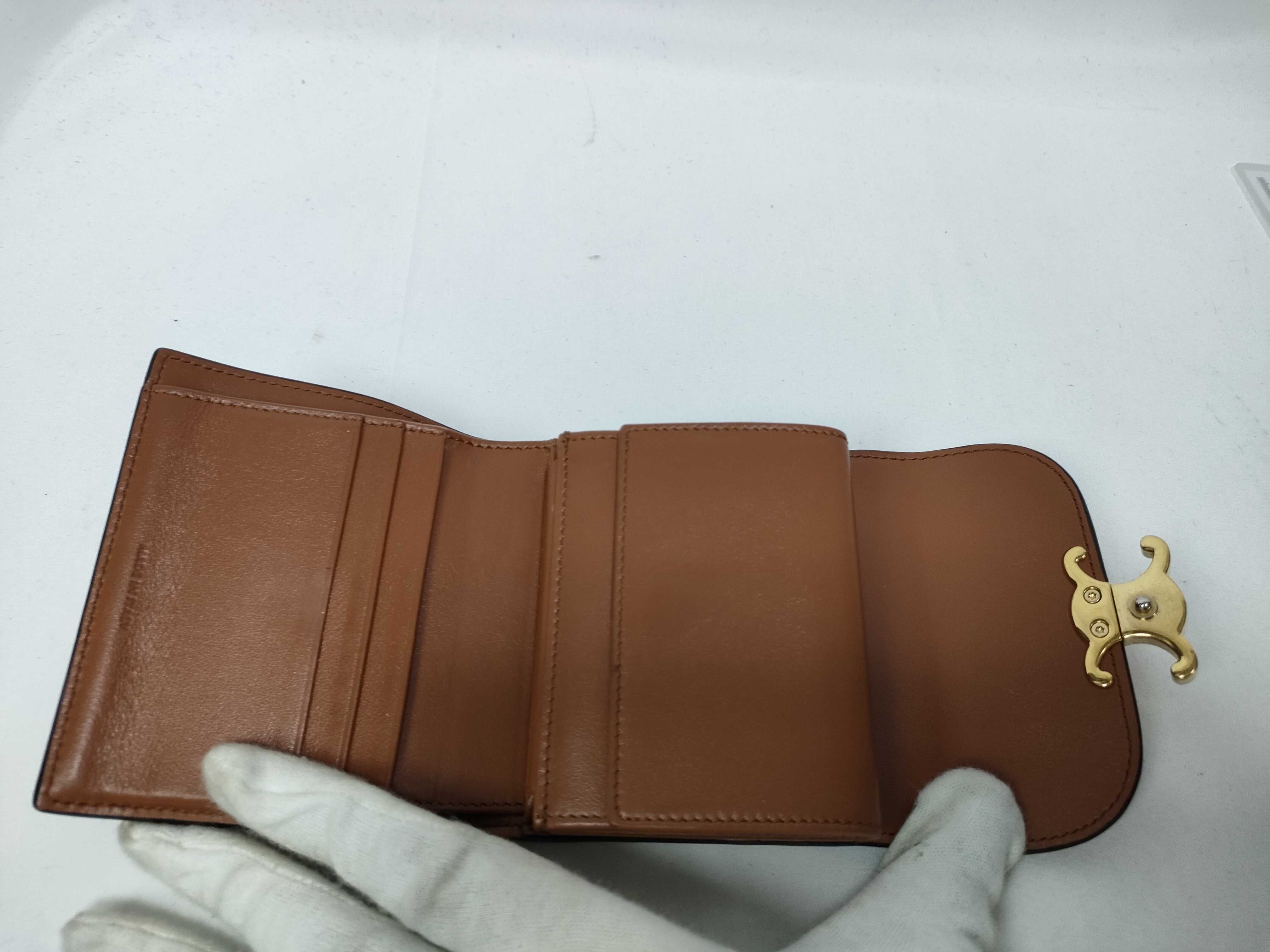 Small Flap Celine Trifold Wallet Brown Wallet — view 9