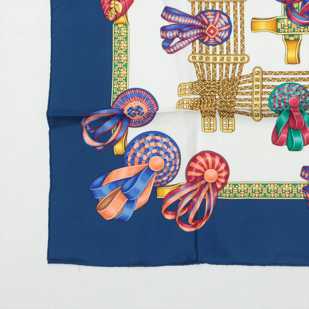 Carre 90 LES RUBANS DU CHEVAL Horse ribbon decoration Scarf Silk Blue — view 5