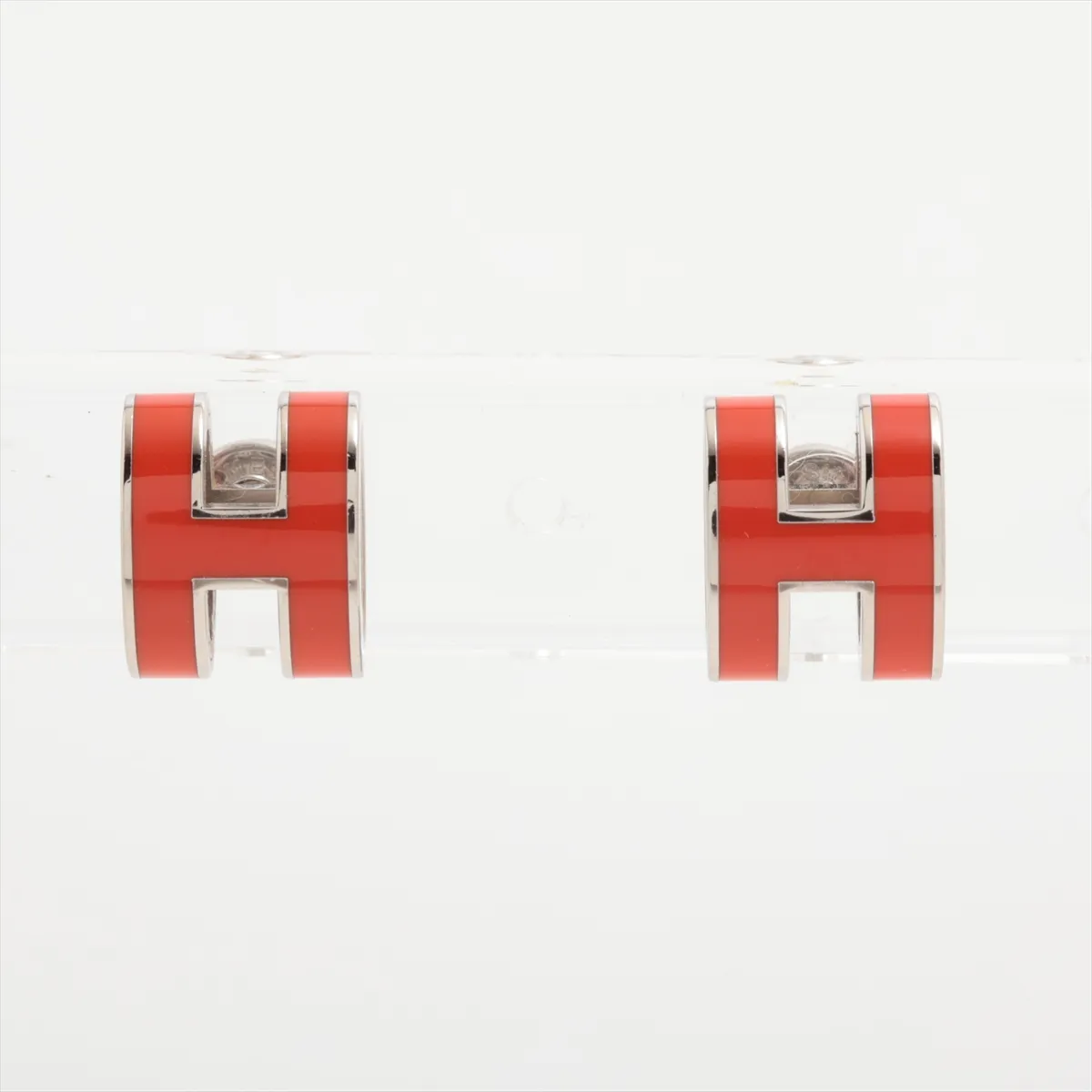 Pop H ST0139 Earrings (for both ears) GP Silver x Orange — view 2