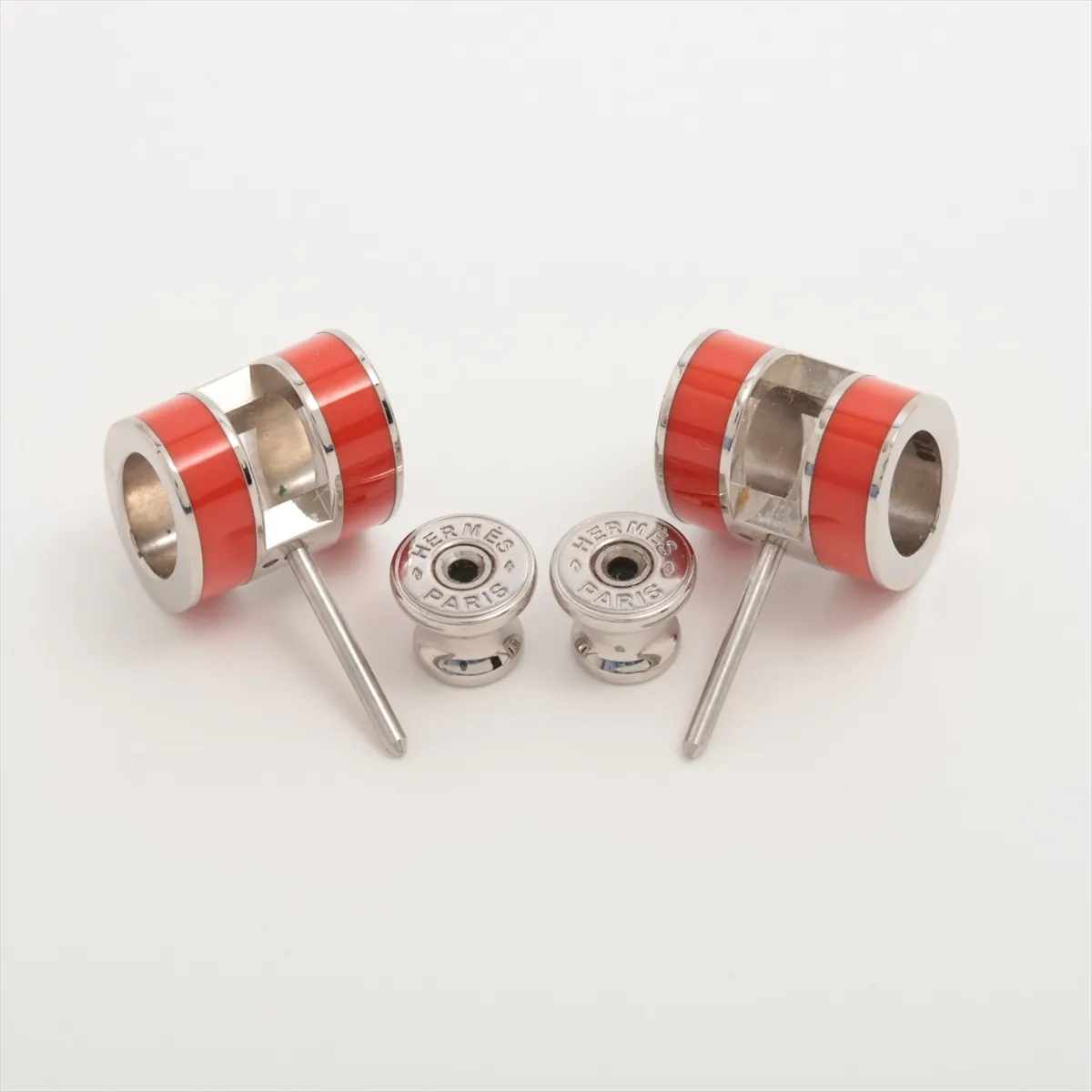 Pop H ST0139 Earrings (for both ears) GP Silver x Orange — view 4