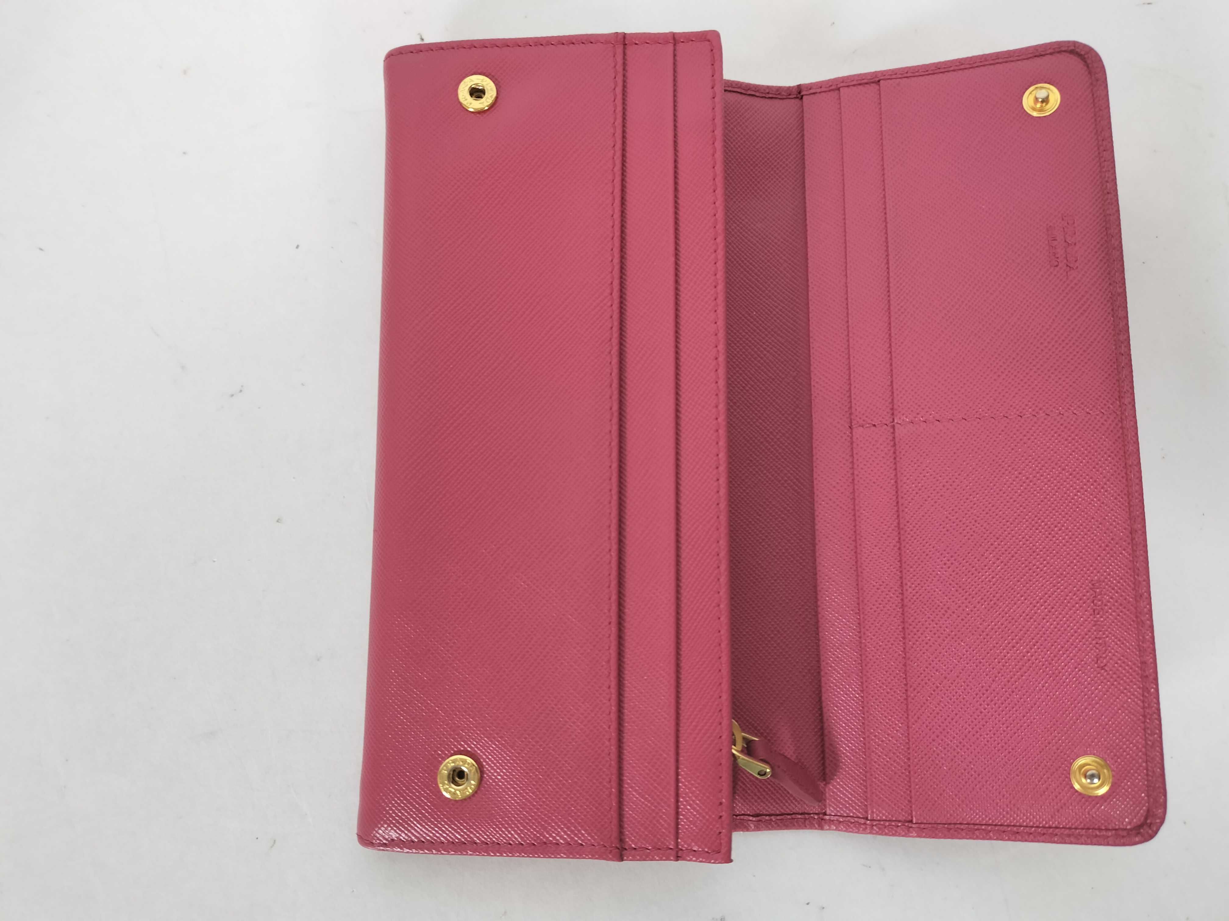 Saffiano Leather Bi-fold Long Wallet, Coin Purse, Billfold, Women's, Pink — view 8