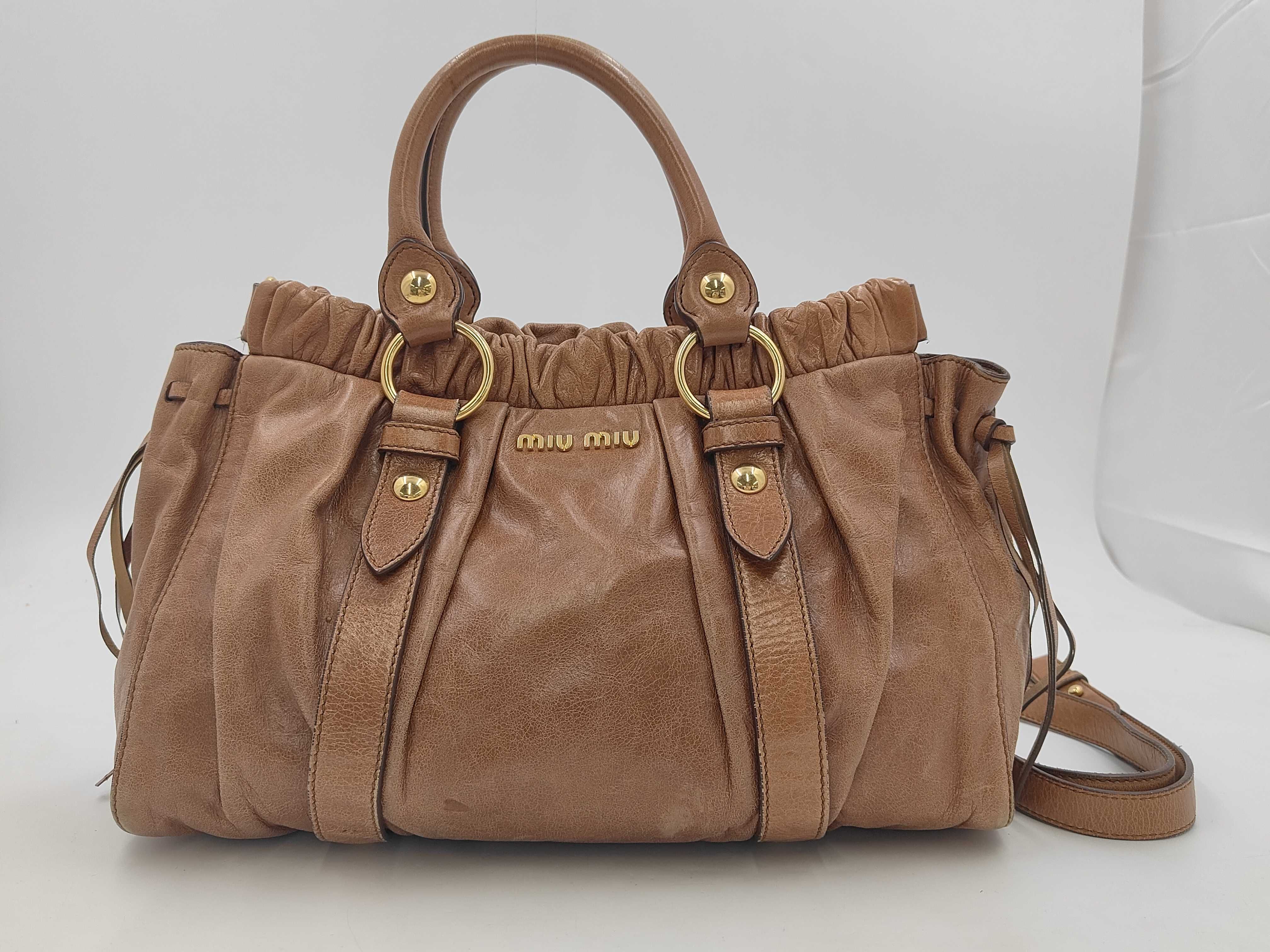 Vitello Luxe Brown 2-Way Handbag with Shoulder Strap (Shoulder Bag/Handbag)