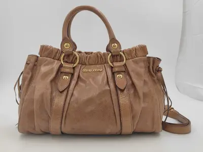 Vitello Luxe Brown 2-Way Handbag with Shoulder Strap (Shoulder Bag/Handbag)