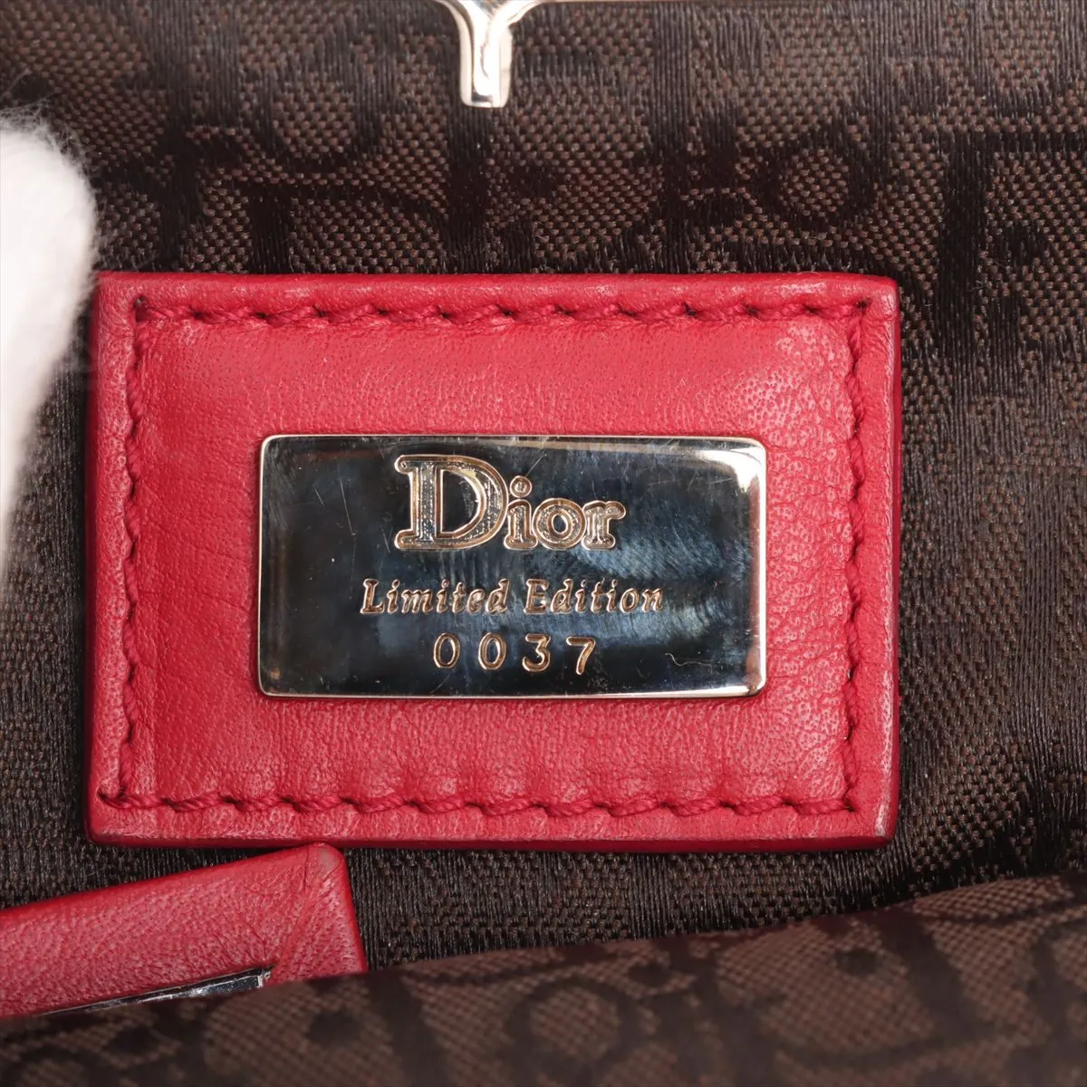 Saddle Bag Suede Chain Handbag Beige x Red 0037 with Mirror — view 8