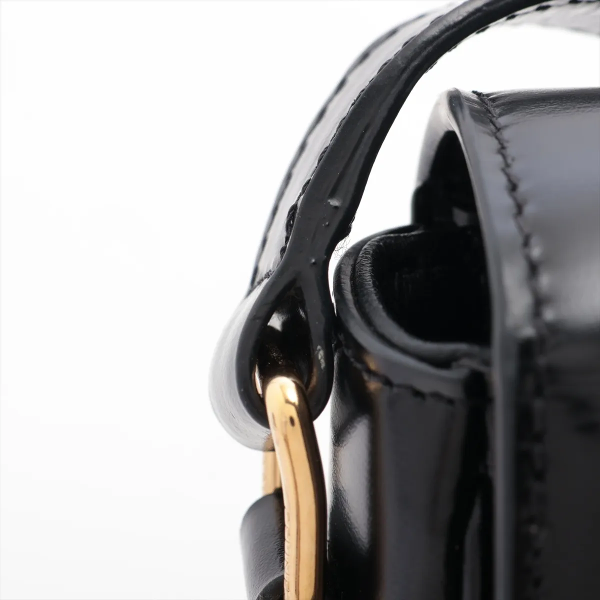 Triomphe Teen Leather Shoulder Bag Black — view 15