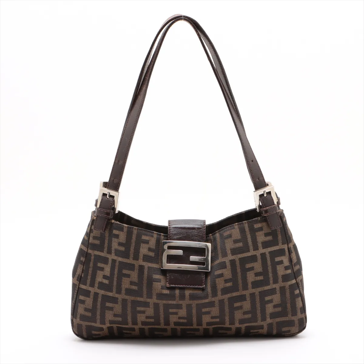 Zucca Canvas x Leather Shoulder Bag Brown 26583