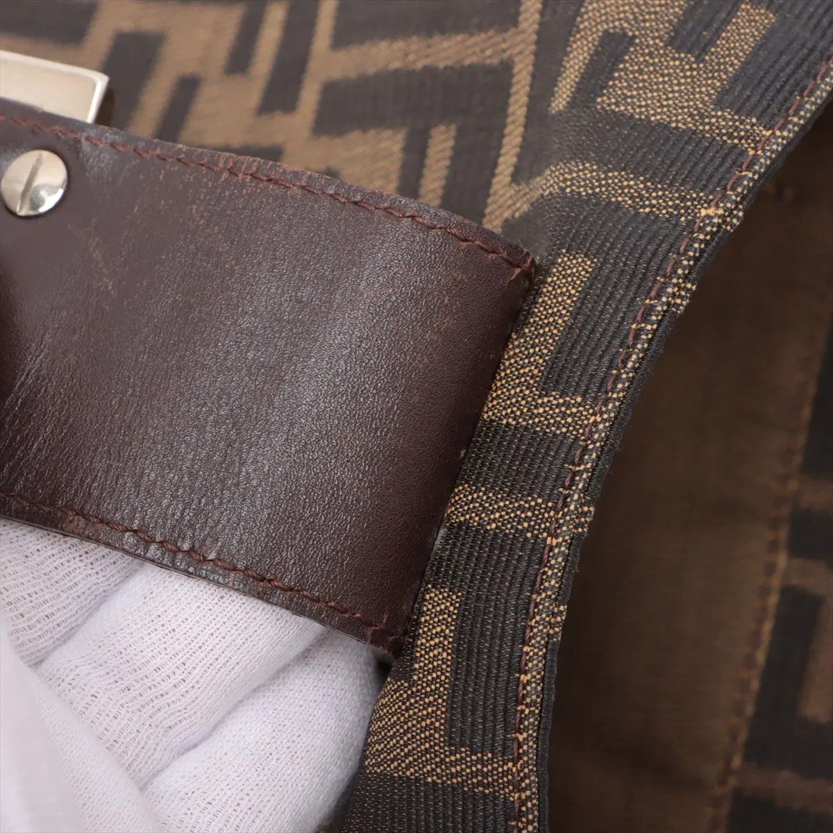 Zucca Canvas x Leather Shoulder Bag Brown 26583 — view 11