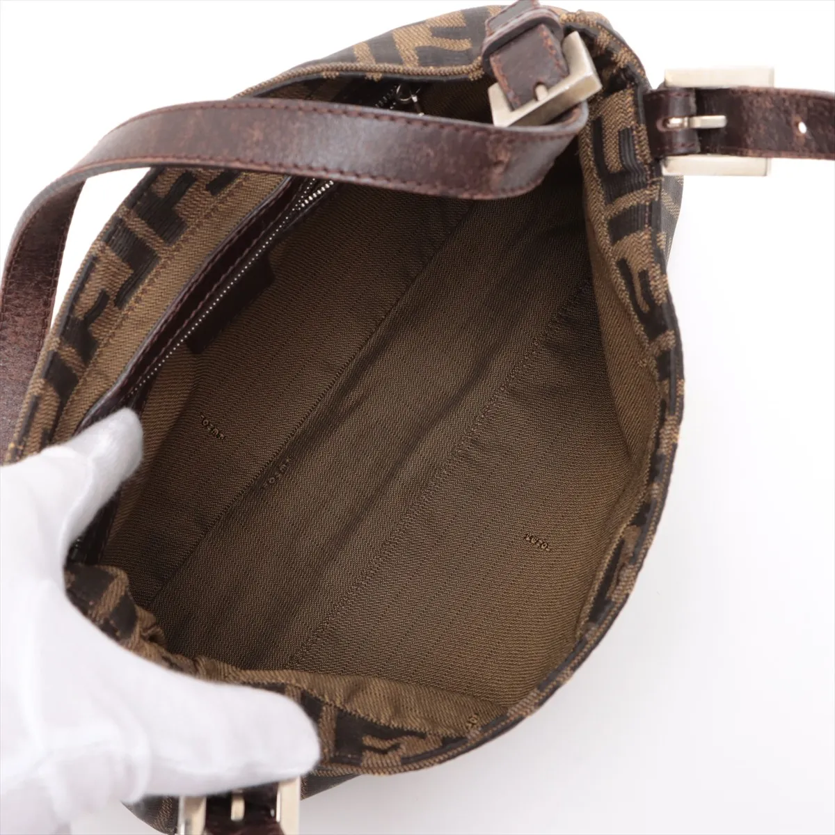 Zucca Canvas x Leather Shoulder Bag Brown 26583 — view 7