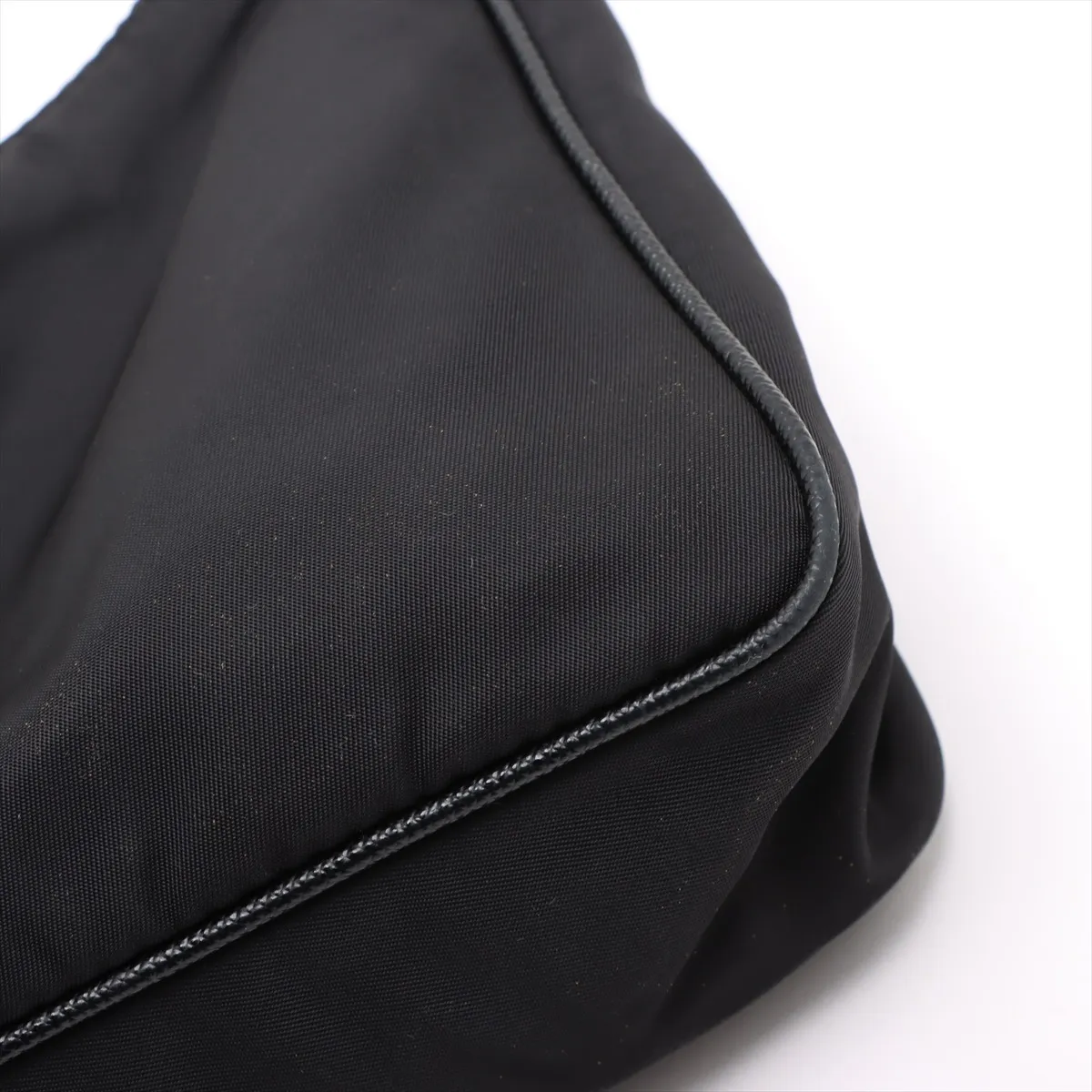Tessuto Nylon x Leather Shoulder Bag Black Crochette Strap Rip — view 11