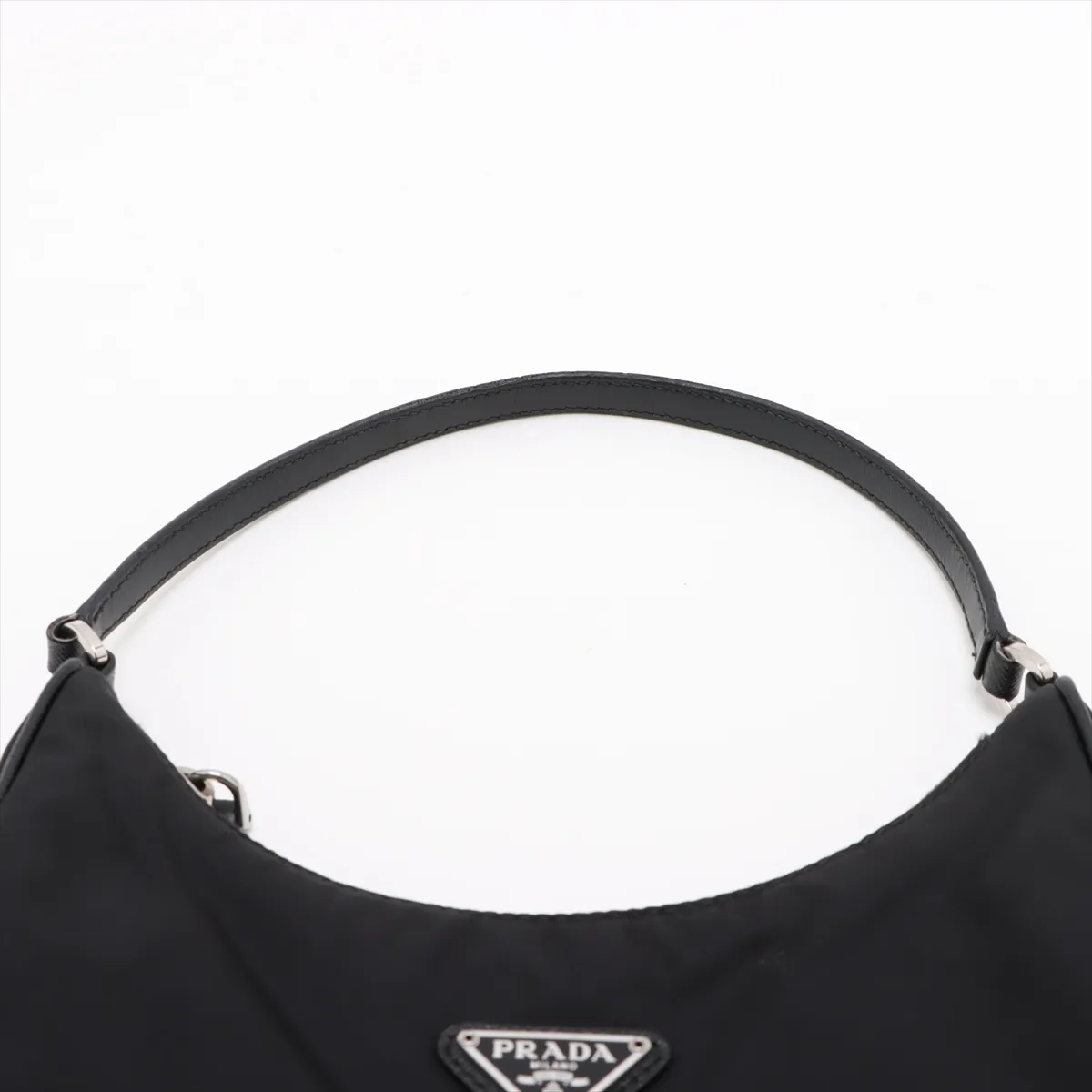 Tessuto Nylon x Leather Shoulder Bag Black Crochette Strap Rip — view 6