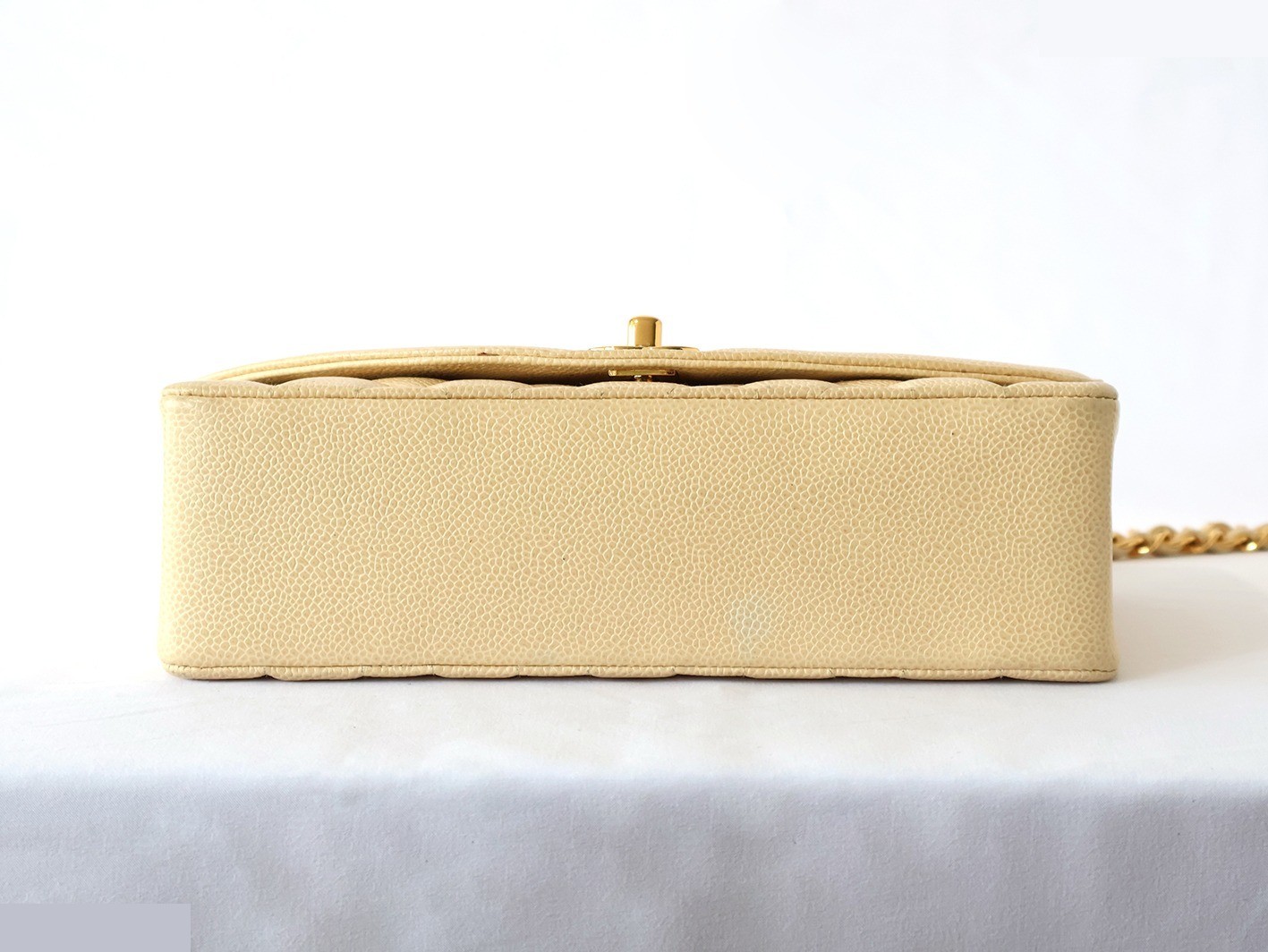 Caviar Skin Diana 25 Chain Shoulder Bag, Beige — view 5