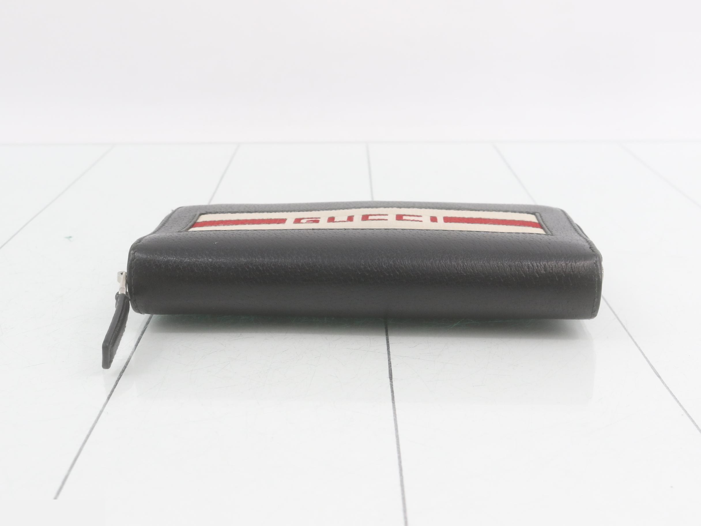Jacquard Long Wallet, Leather, Black — view 3