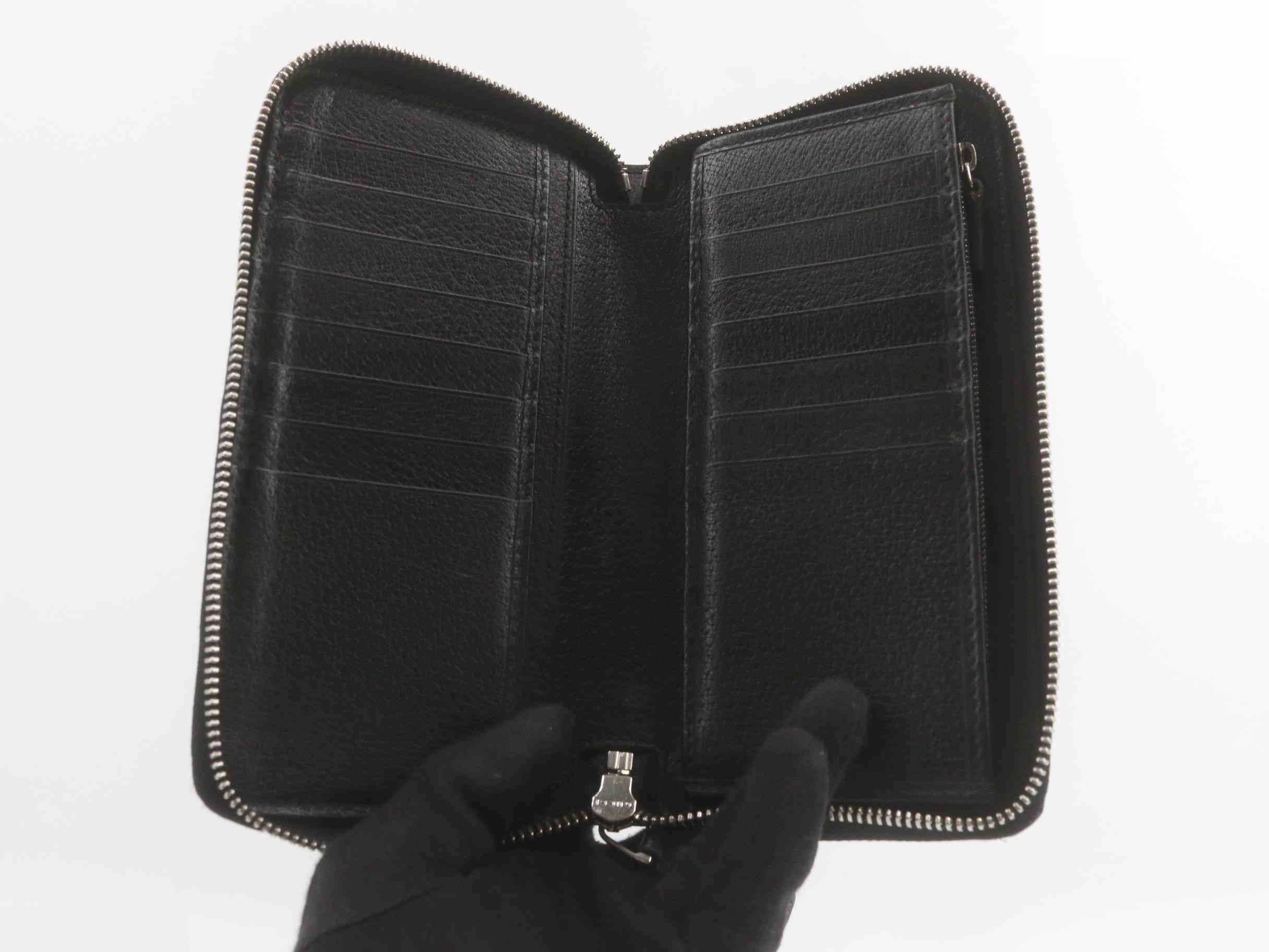 Jacquard Long Wallet, Leather, Black — view 4