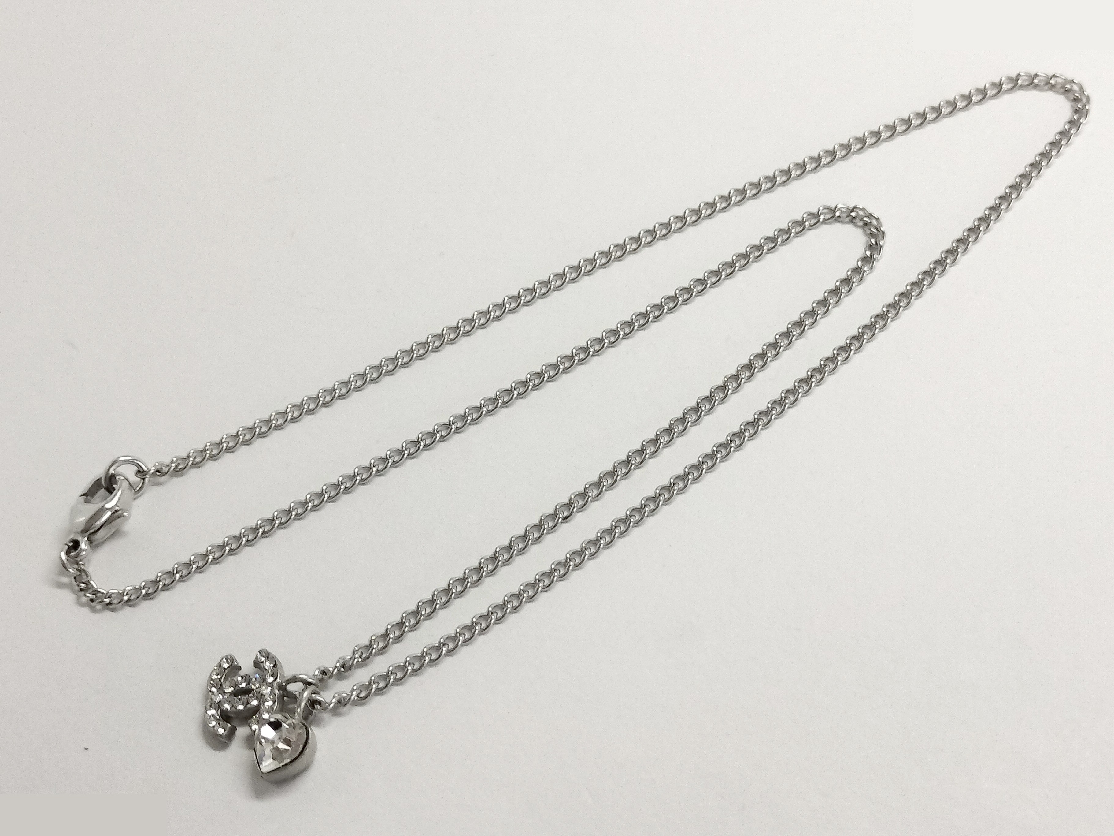 Coco Rhinestone Silver Necklace, Chain approx. 42cm — view 2