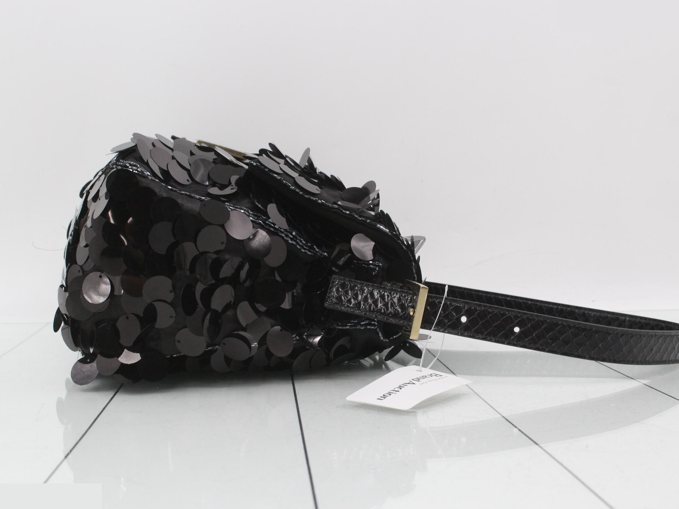 Mamma Bucket Sequin One-Shoulder Bag, Black — view 3