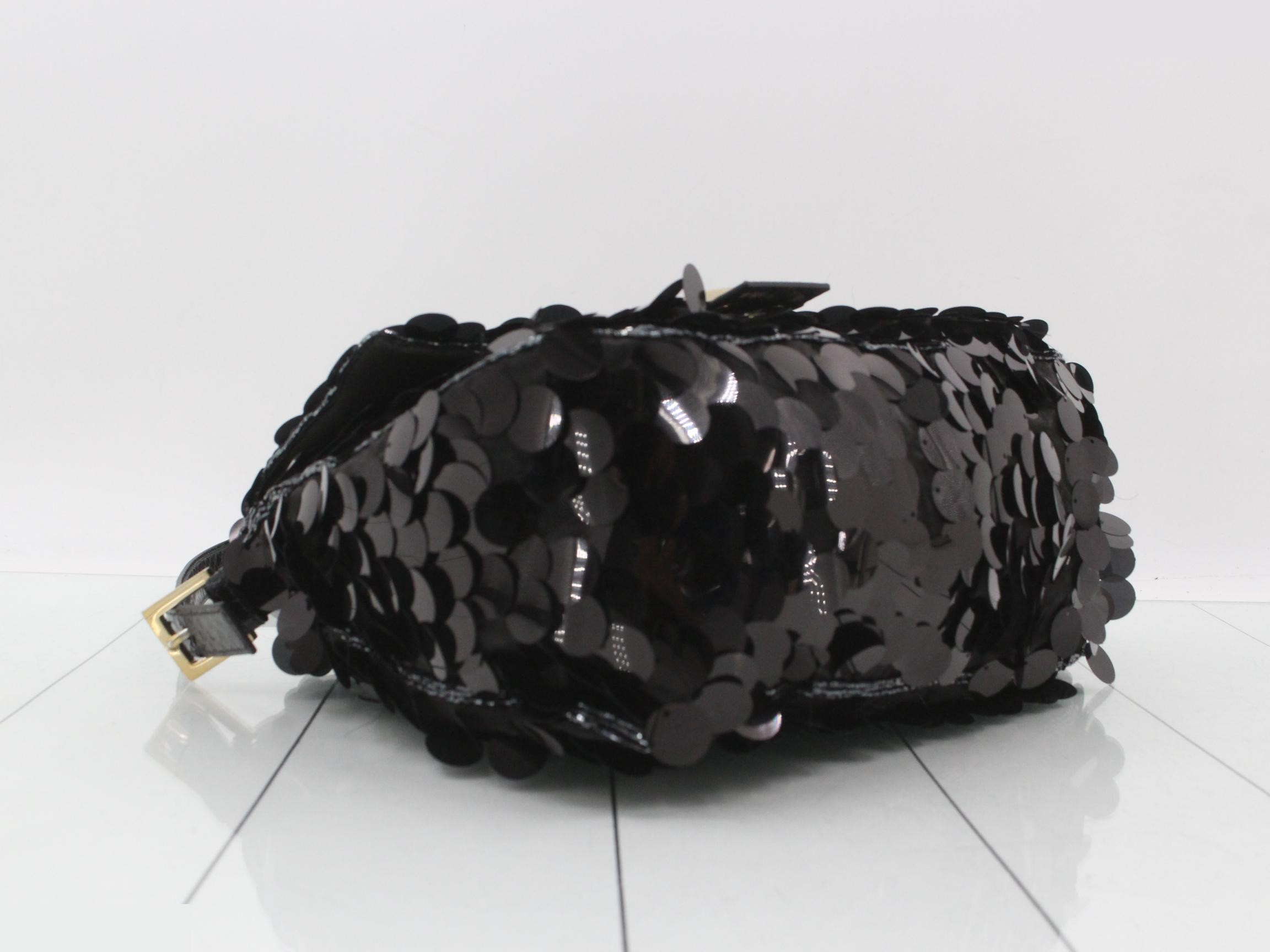 Mamma Bucket Sequin One-Shoulder Bag, Black — view 5