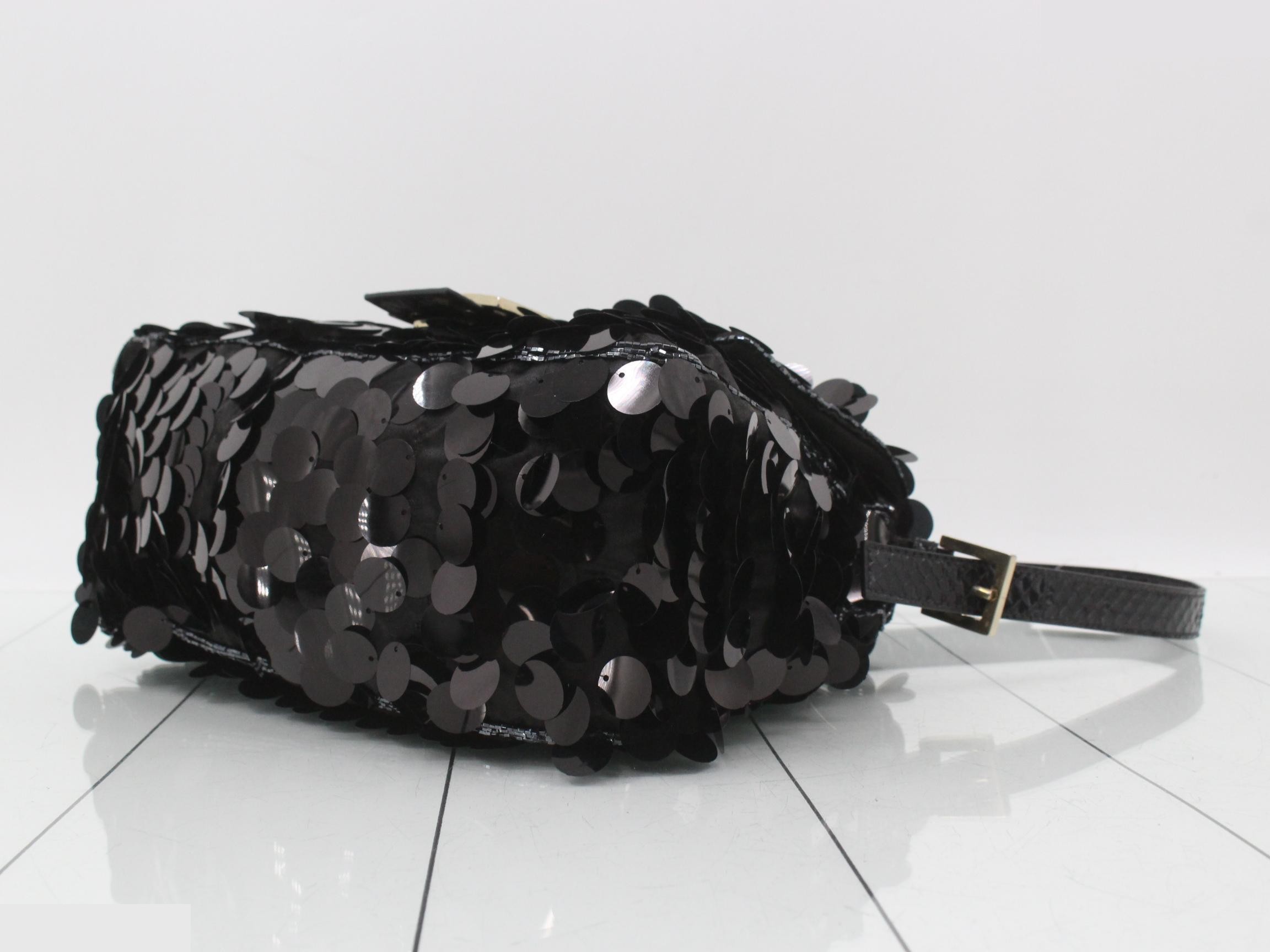 Mamma Bucket Sequin One-Shoulder Bag, Black — view 6