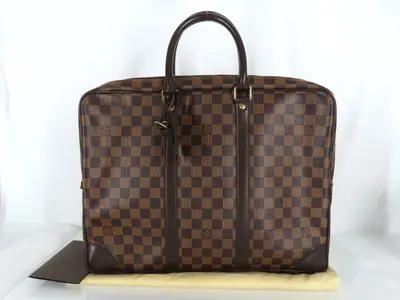 Damier ID- Damier Porte Document Voyages Canvas N41124 RI0110 Brown #RI0 Business Bag