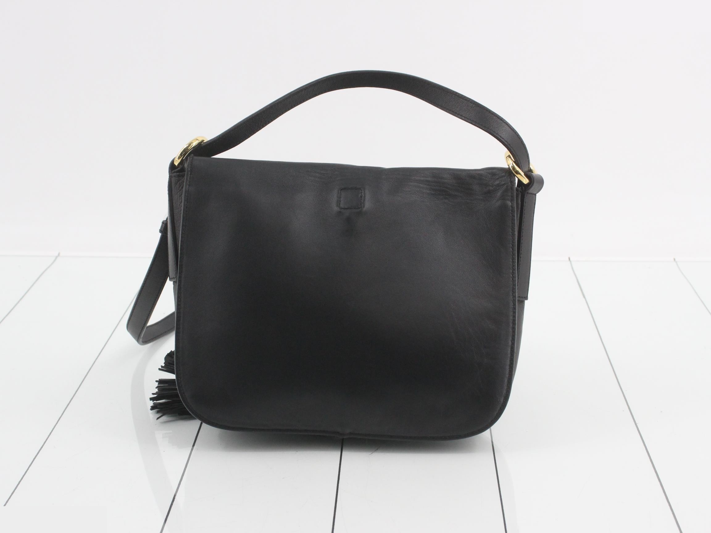 Anagram Shoulder Bag, Leather, Black — view 2
