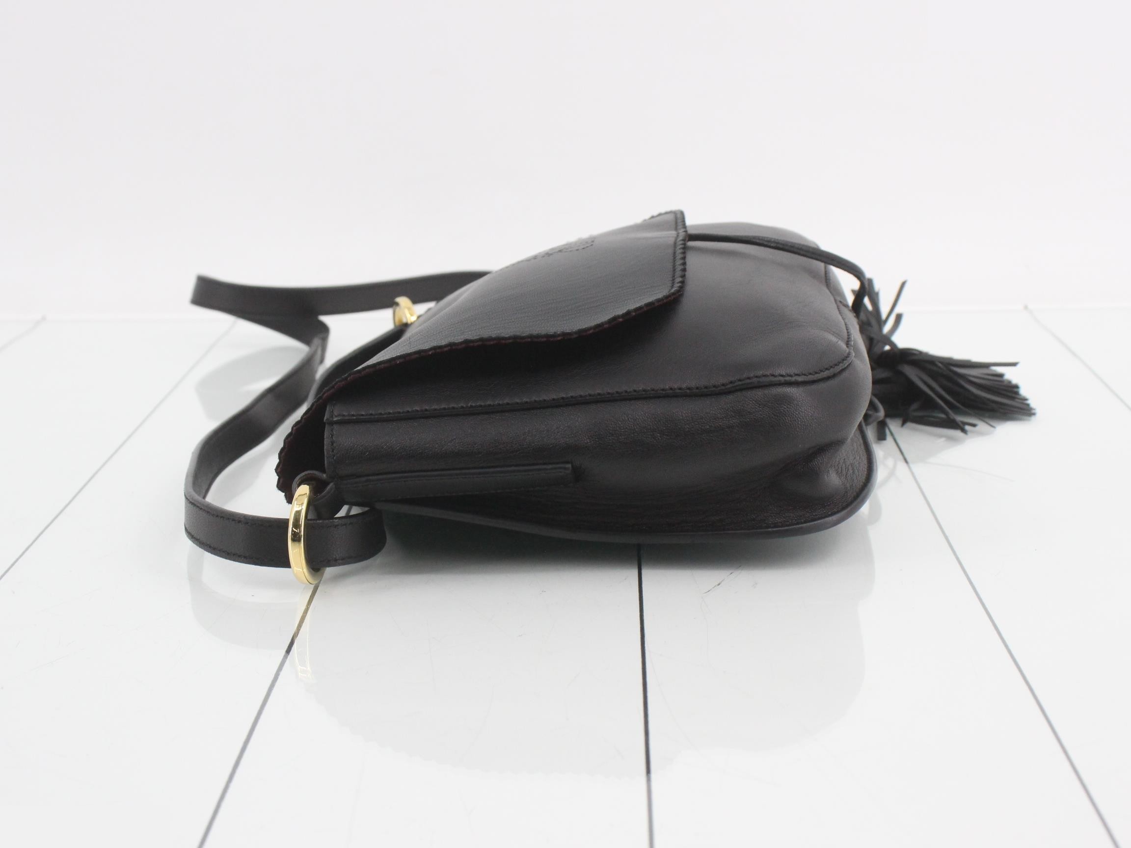 Anagram Shoulder Bag, Leather, Black — view 4