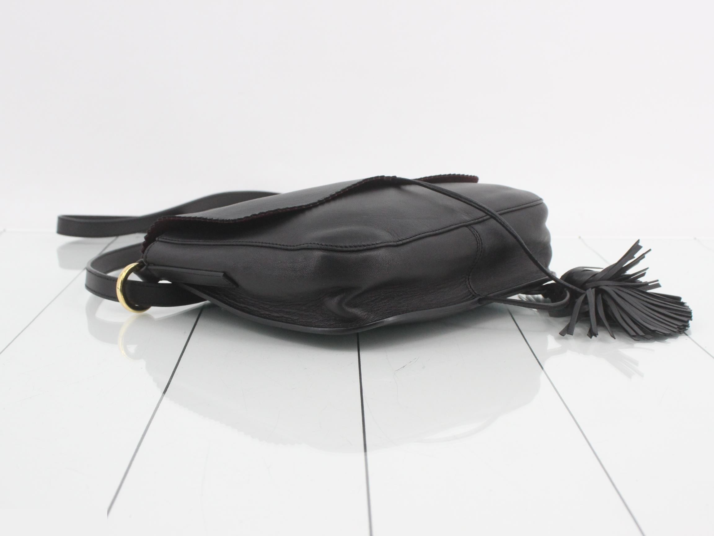 Anagram Shoulder Bag, Leather, Black — view 5